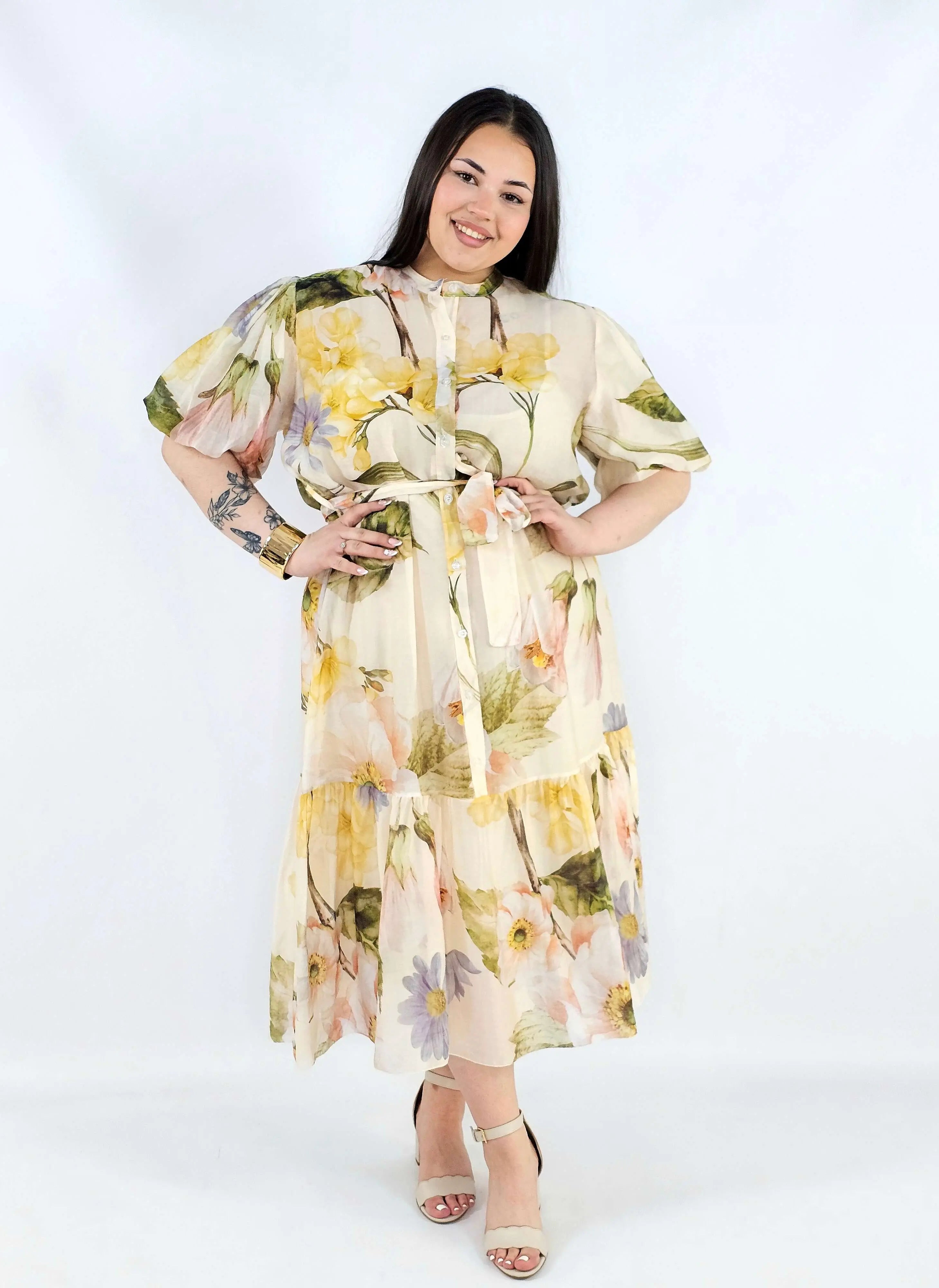 Sukienka plus size koszulowa w kwiaty XXL – elegancja i lekkość na komunię i wesele Stylowa XL