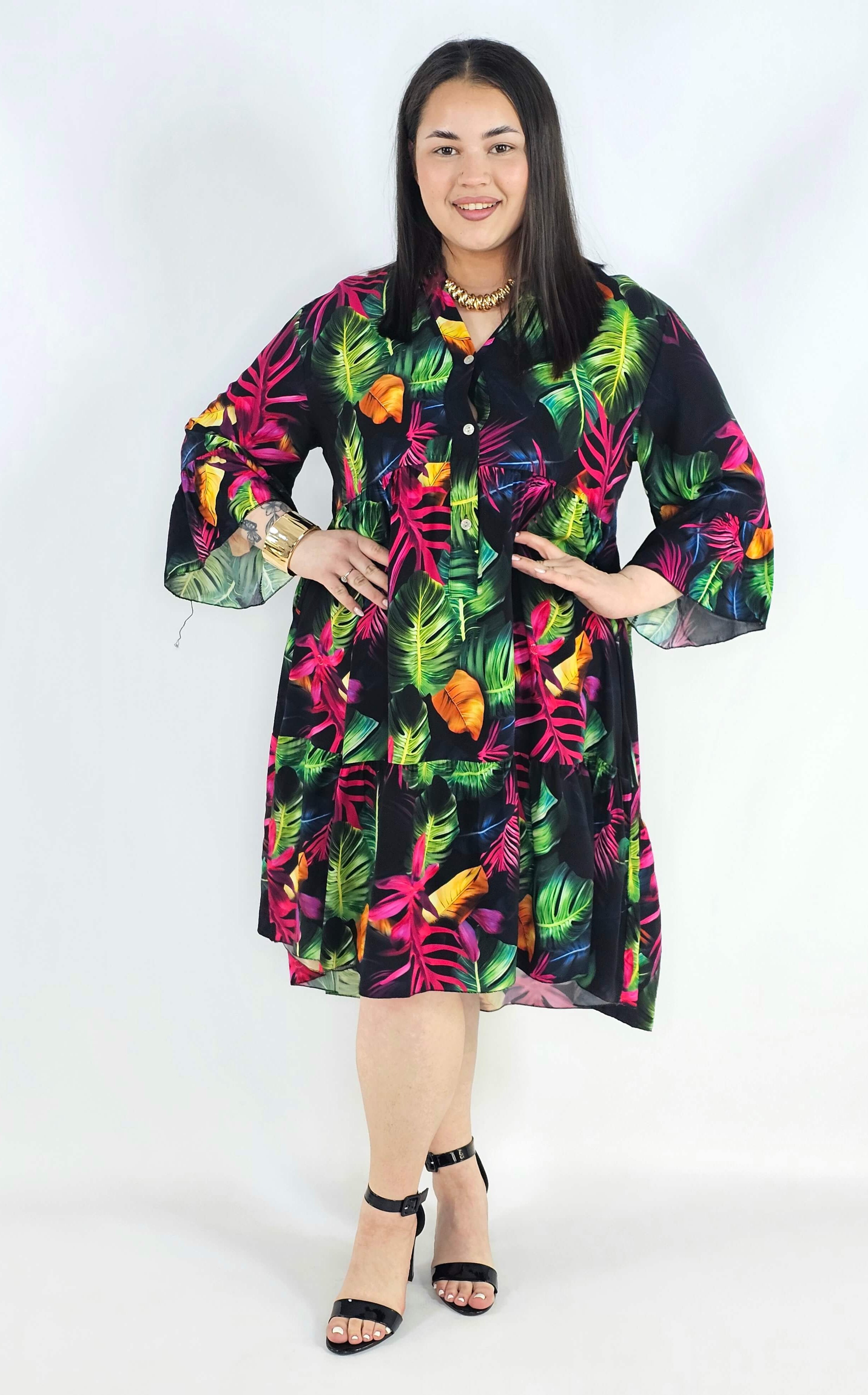 Sukienka plus size koszulowa z guzikami – lekka sukienka damska XXL z kołnierzykiem Stylowa XL