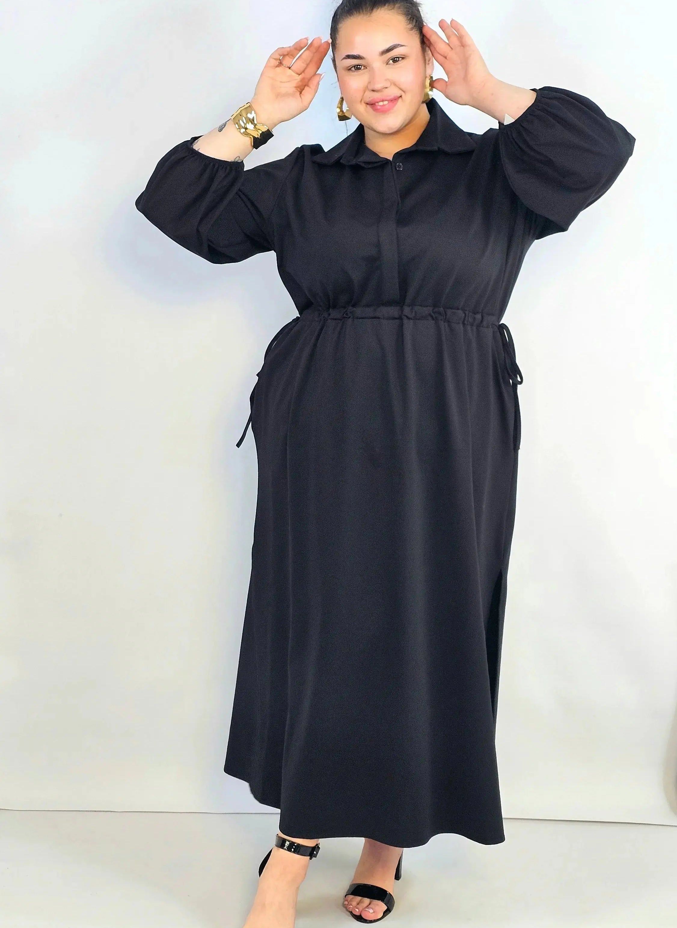 Sukienka plus size koszulowa z wiązaniem – wygodna elegancja XXL Stylowa XL