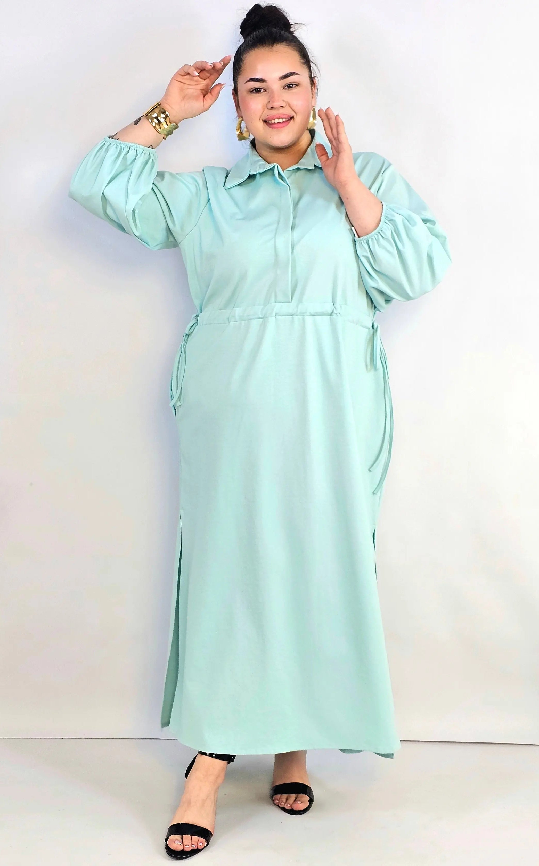 Sukienka plus size koszulowa z wiązaniem – wygodna elegancja XXL Stylowa XL