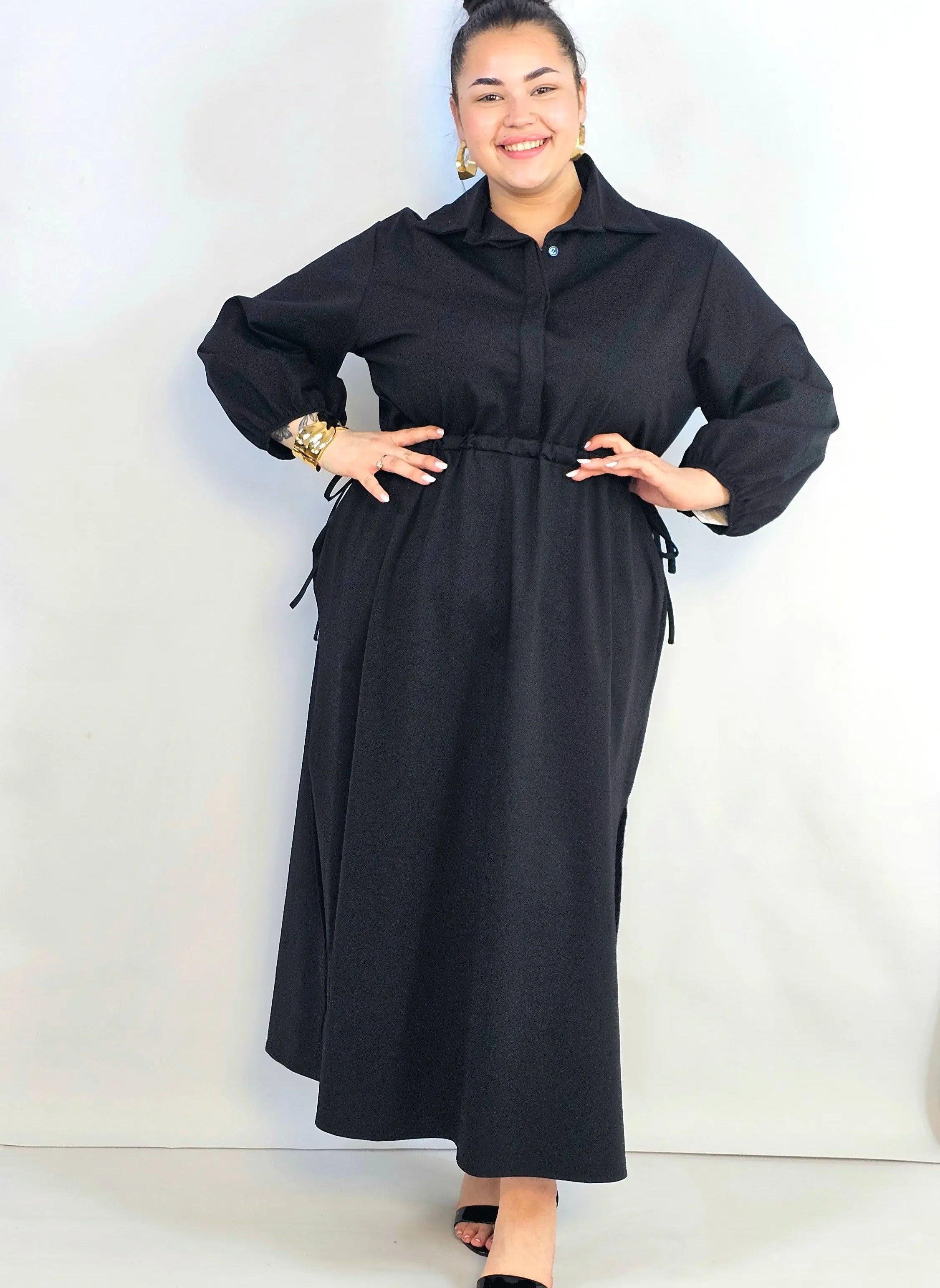 Sukienka plus size koszulowa z wiązaniem – wygodna elegancja XXL Stylowa XL