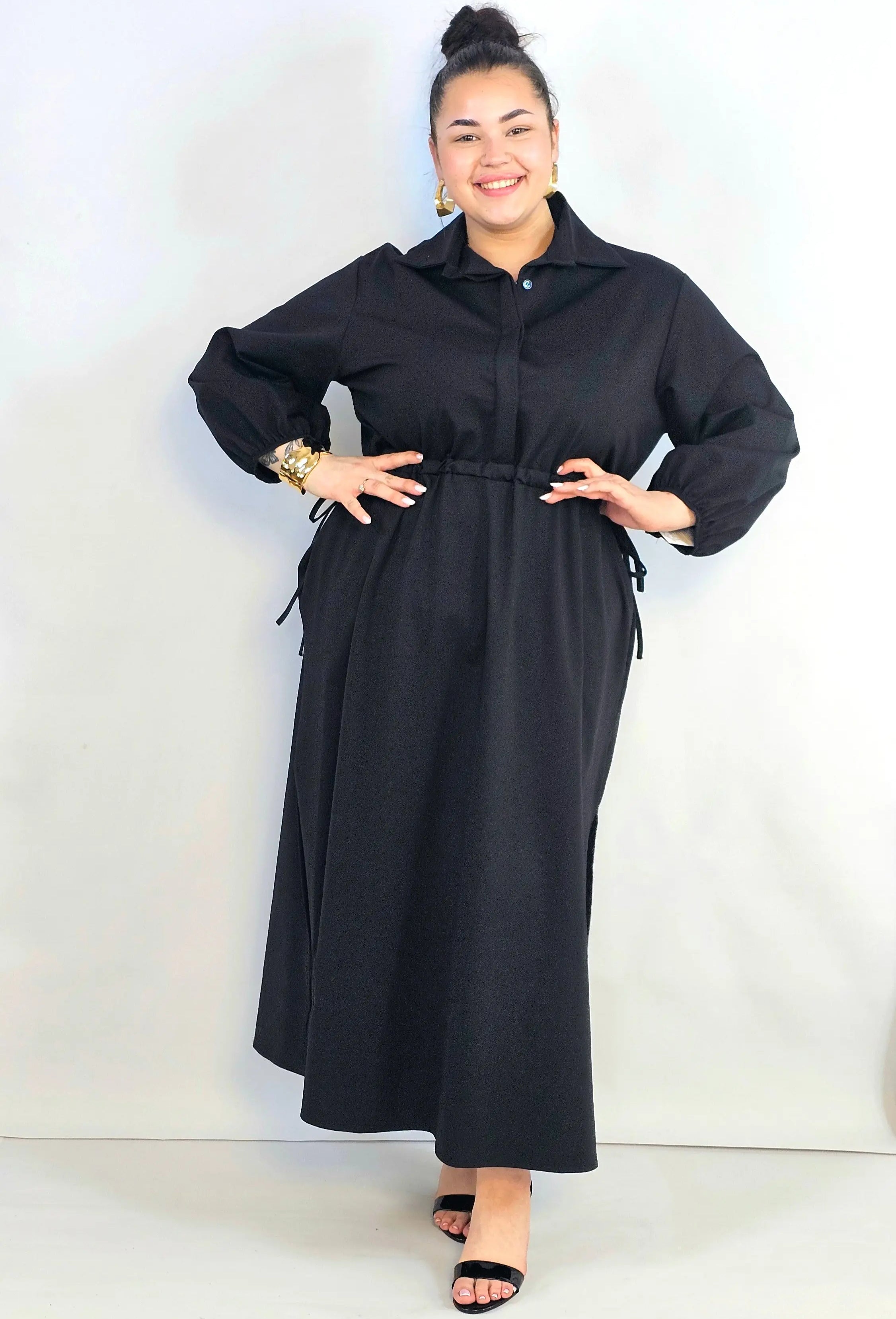 Sukienka plus size koszulowa z wiązaniem – wygodna elegancja XXL Stylowa XL