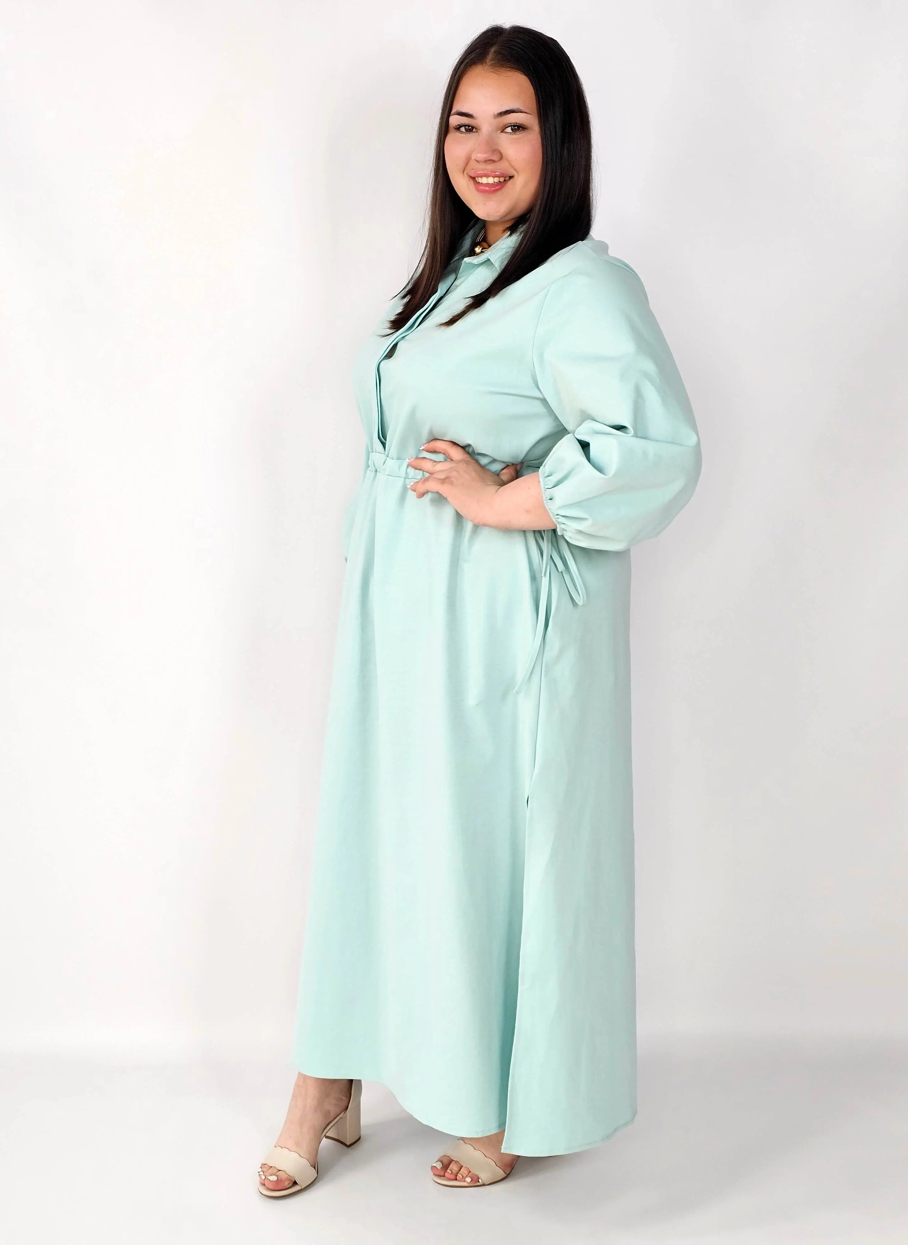 Sukienka plus size koszulowa z wiązaniem – wygodna elegancja XXL Stylowa XL