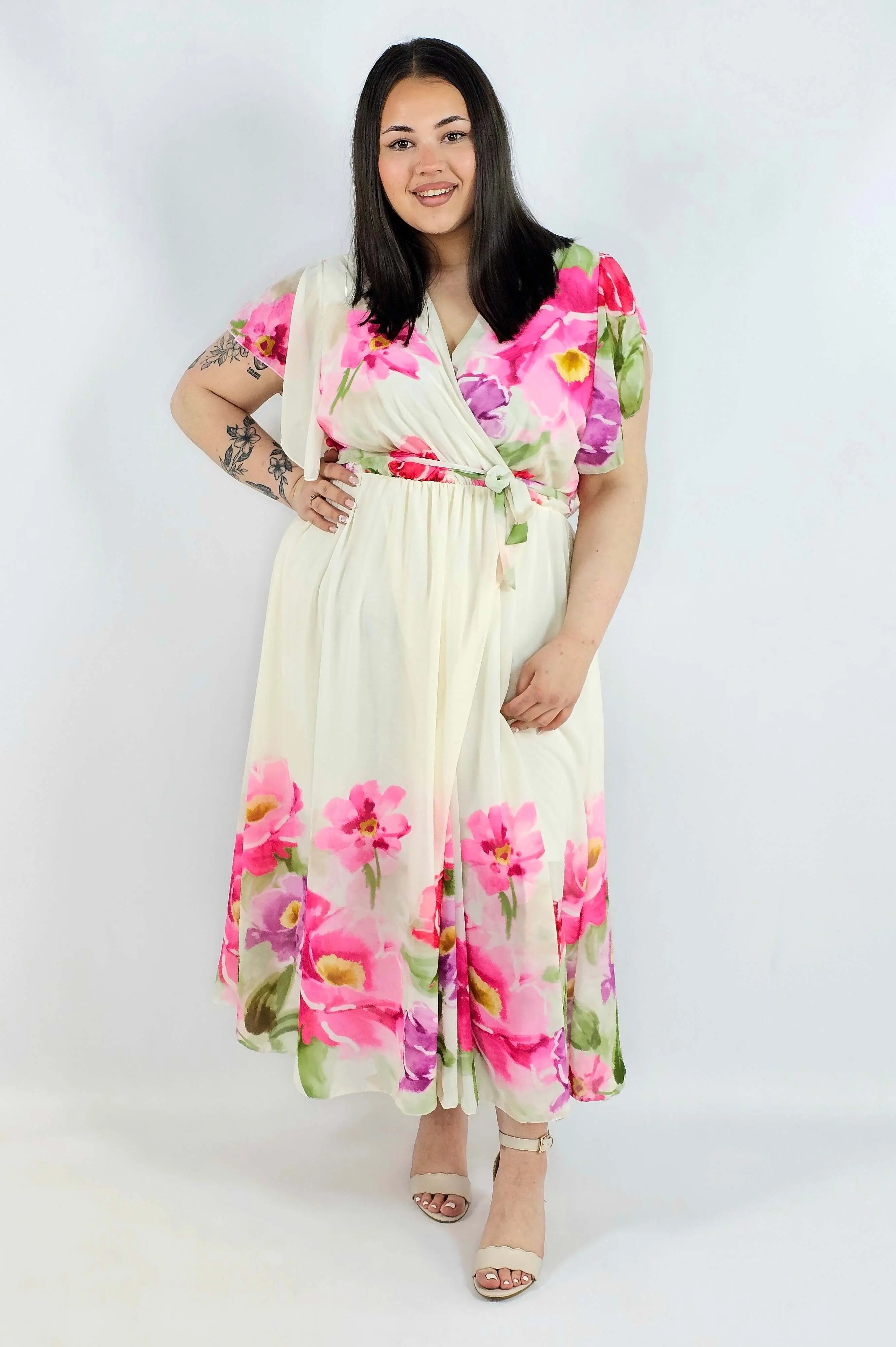 Sukienka plus size maxi w kwiaty XXL – idealna na komunię i wesele Stylowa XL