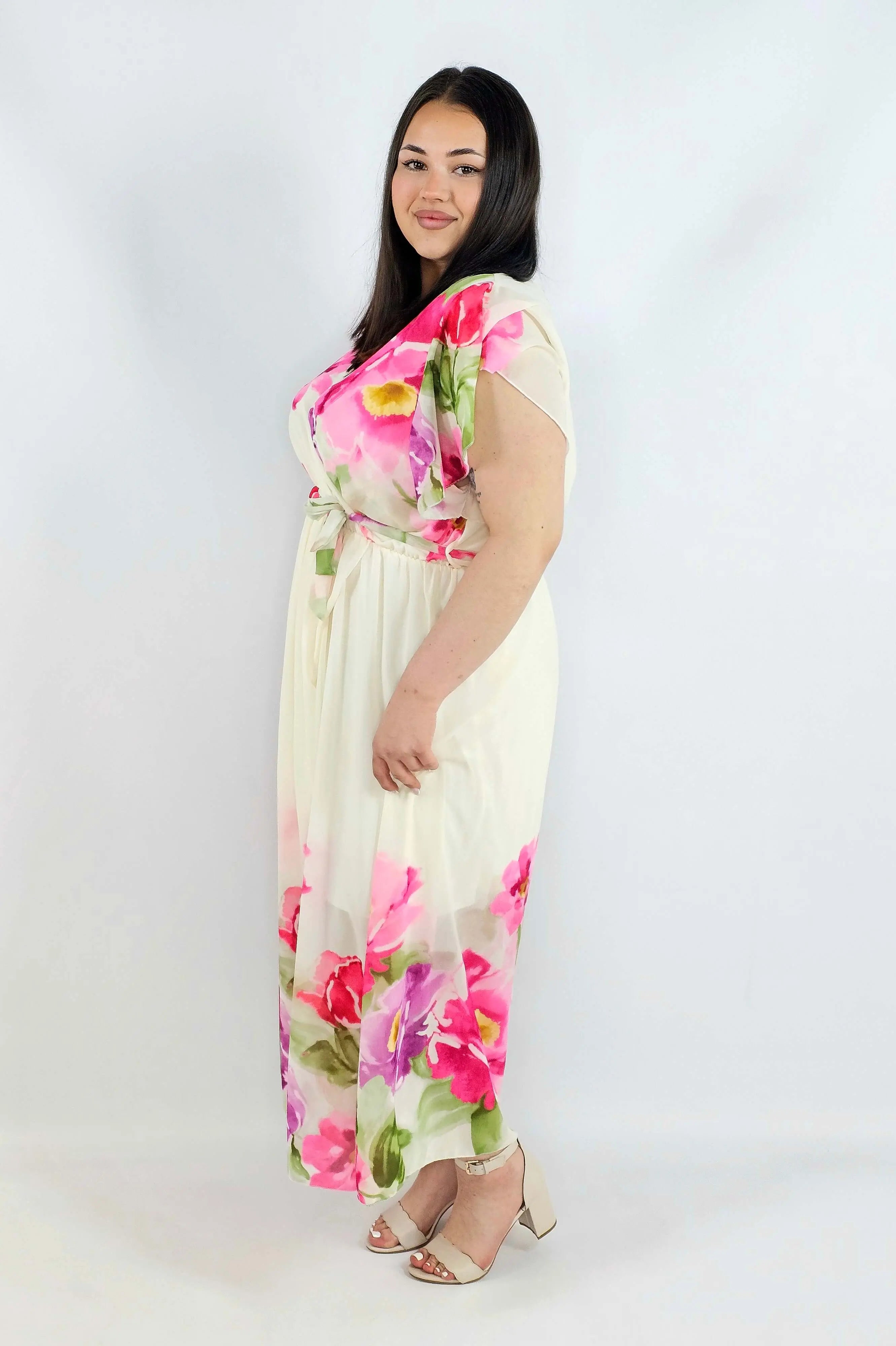 Sukienka plus size maxi w kwiaty XXL – idealna na komunię i wesele Stylowa XL