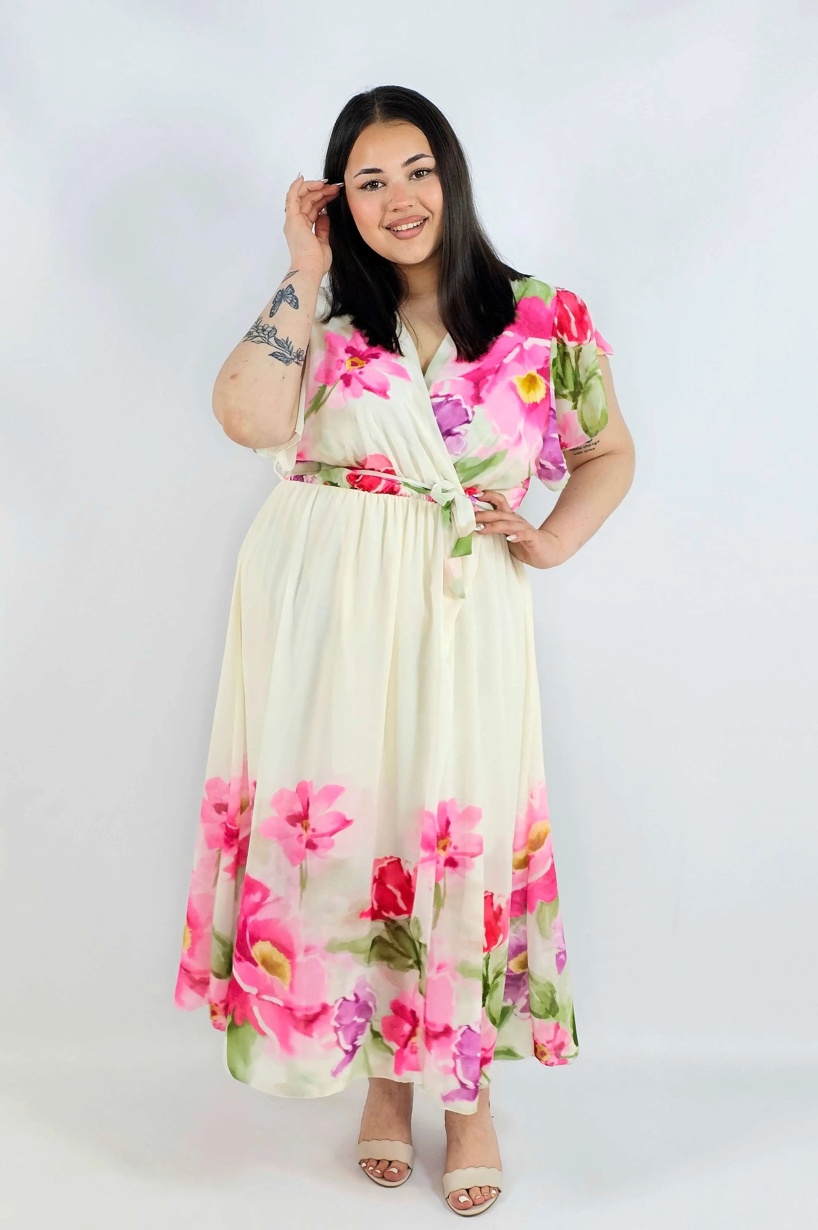 Sukienka plus size maxi w kwiaty XXL – idealna na komunię i wesele Stylowa XL
