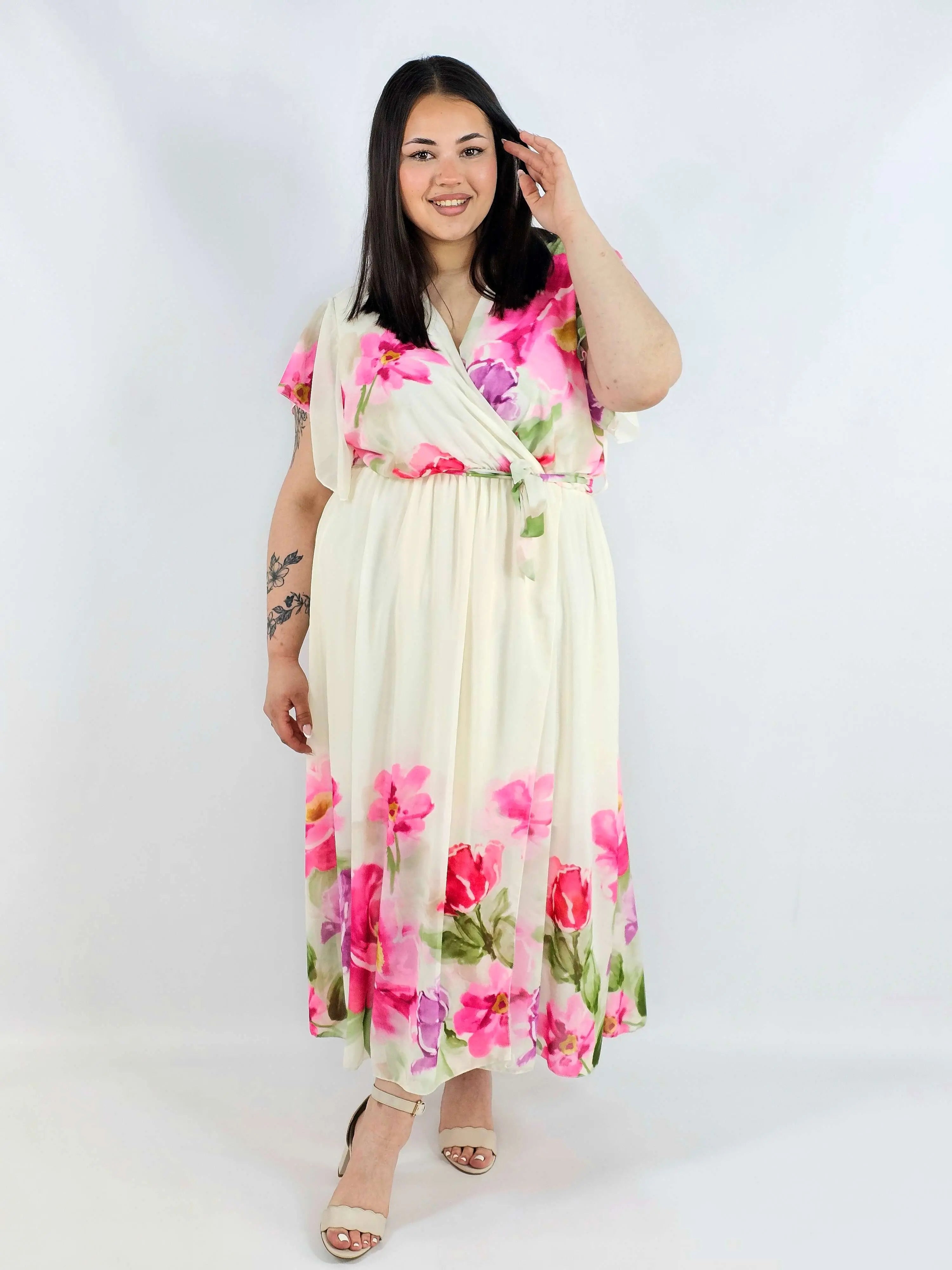Sukienka plus size maxi w kwiaty XXL – idealna na komunię i wesele Stylowa XL