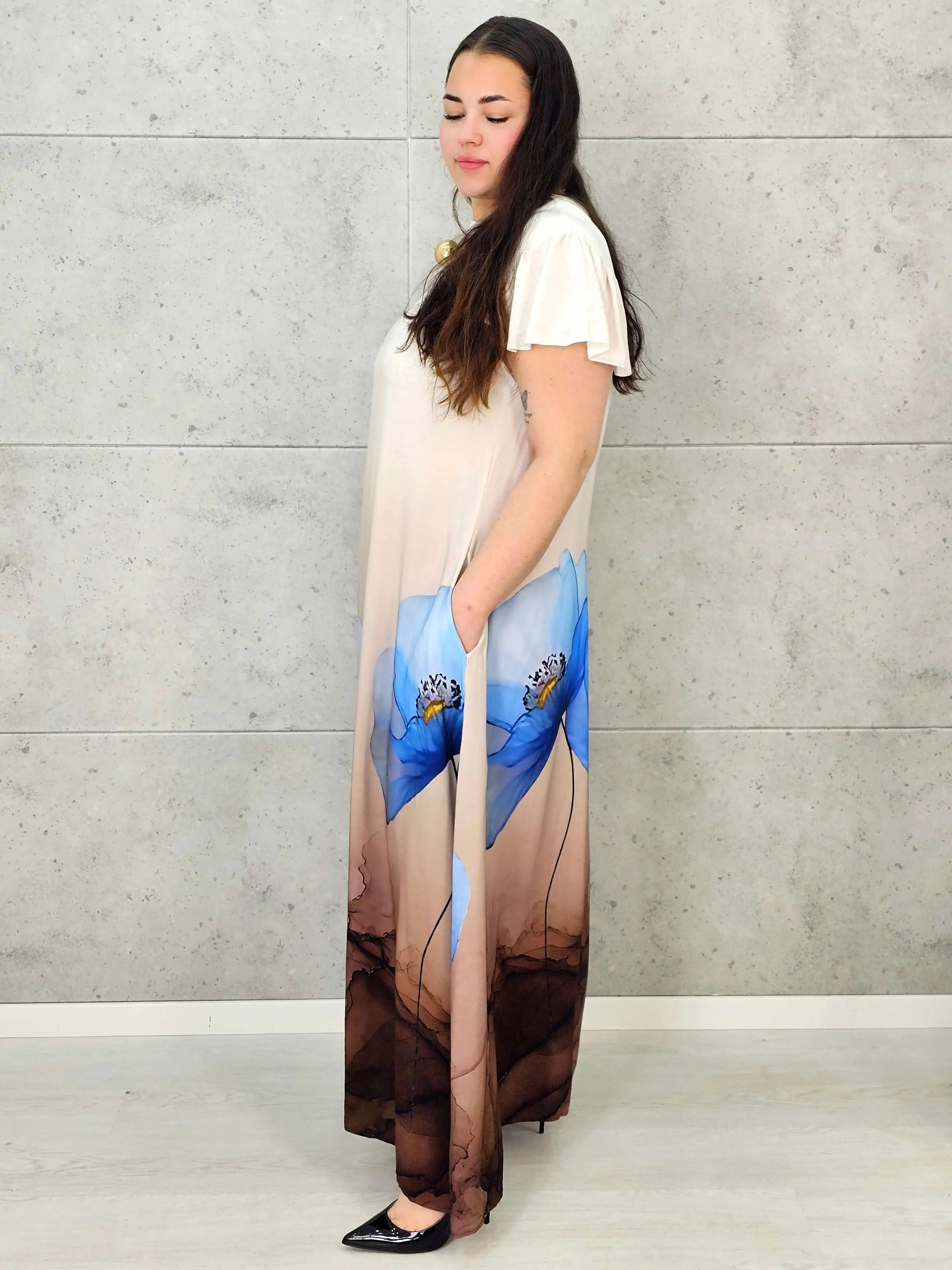 Sukienka plus size maxi z malarskim dołem – elegancka propozycja XXL Stylowa XL