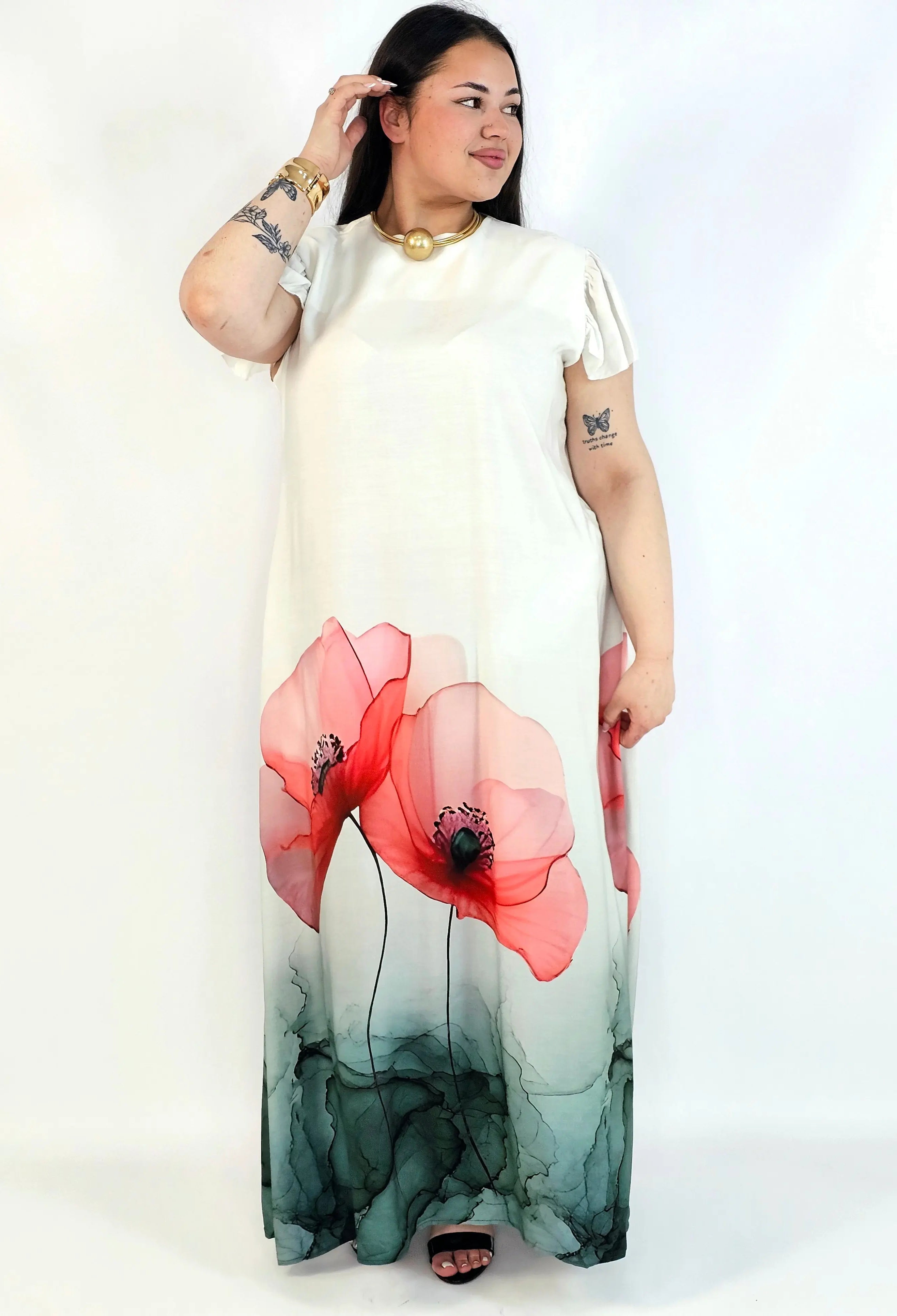 Sukienka plus size maxi z malarskim dołem – elegancka propozycja XXL Stylowa XL