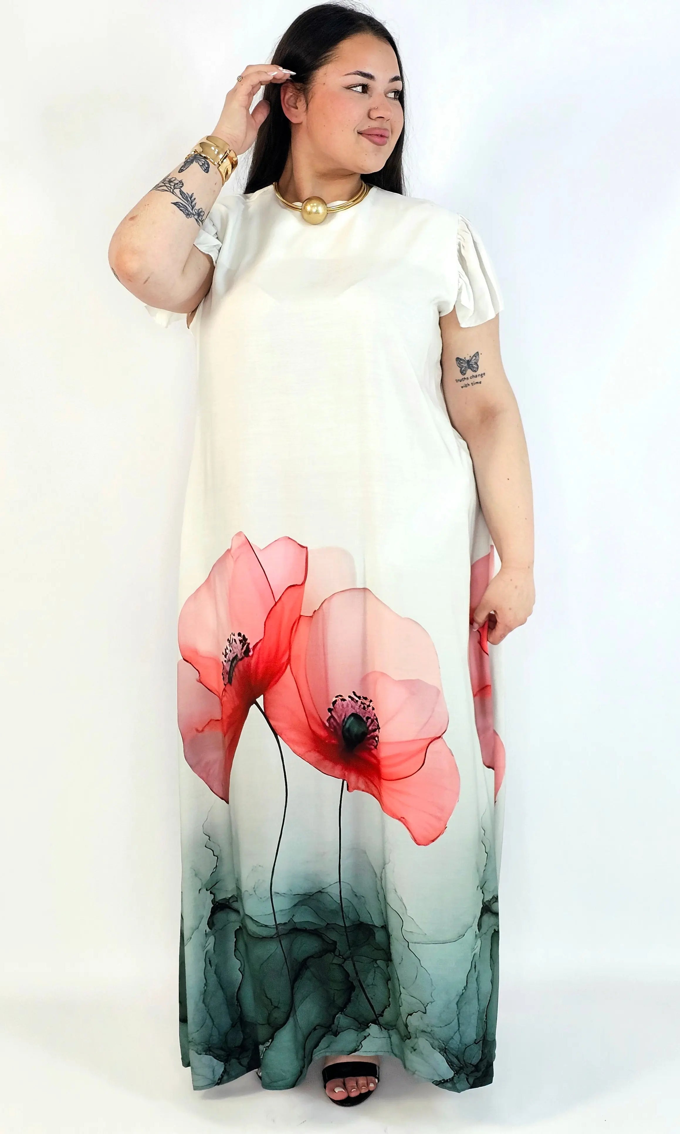 Sukienka plus size maxi z malarskim dołem – elegancka propozycja XXL Stylowa XL