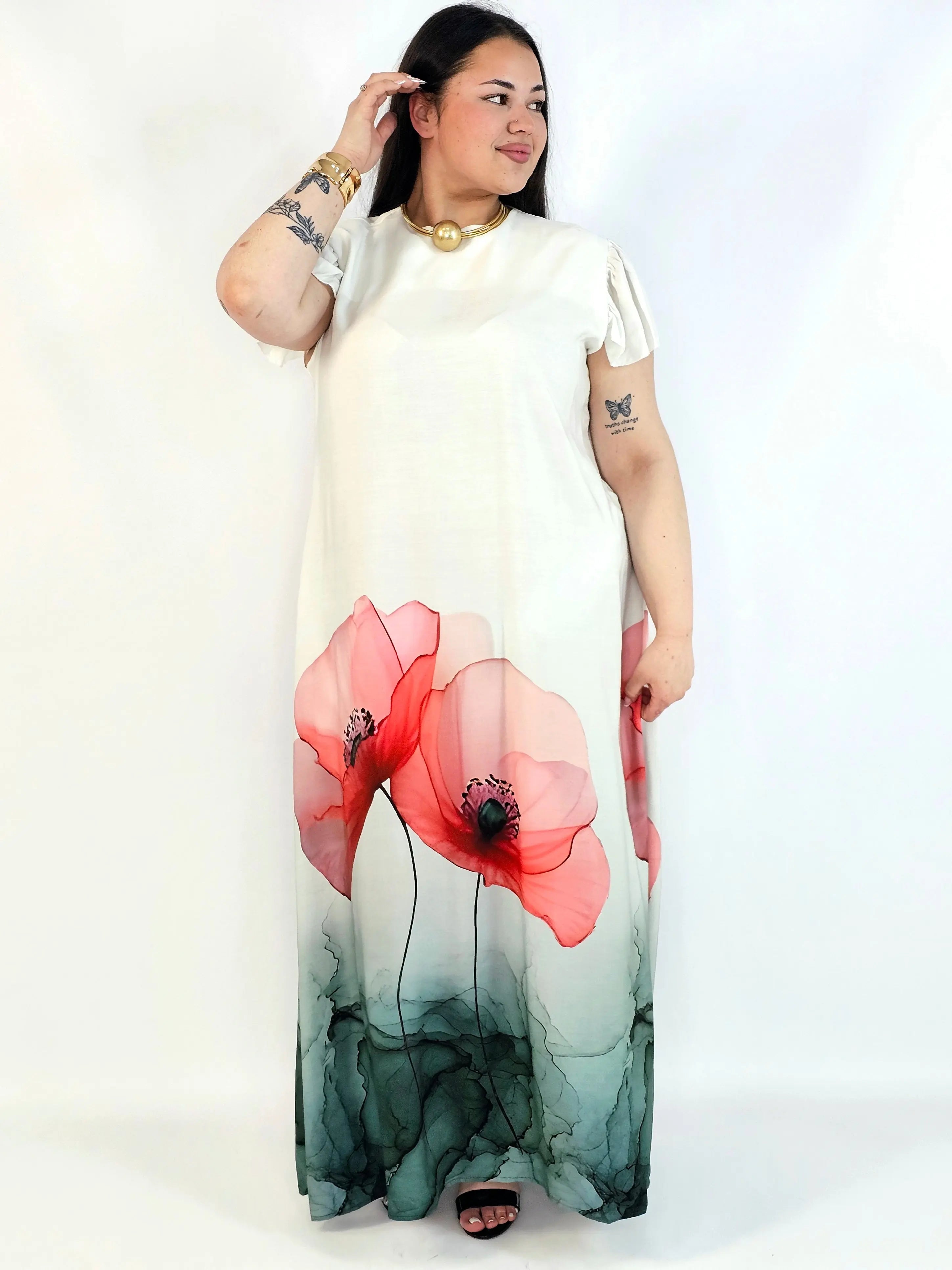 Sukienka plus size maxi z malarskim dołem – elegancka propozycja XXL Stylowa XL