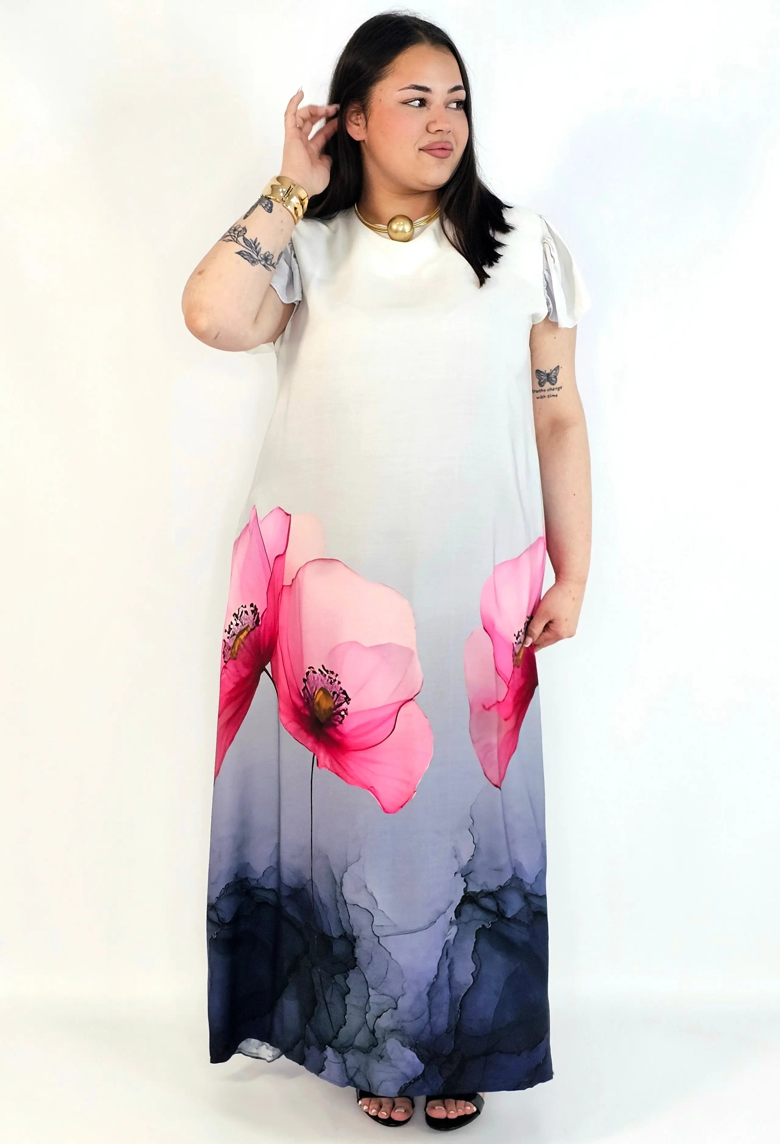 Sukienka plus size maxi z malarskim dołem – elegancka propozycja XXL Stylowa XL