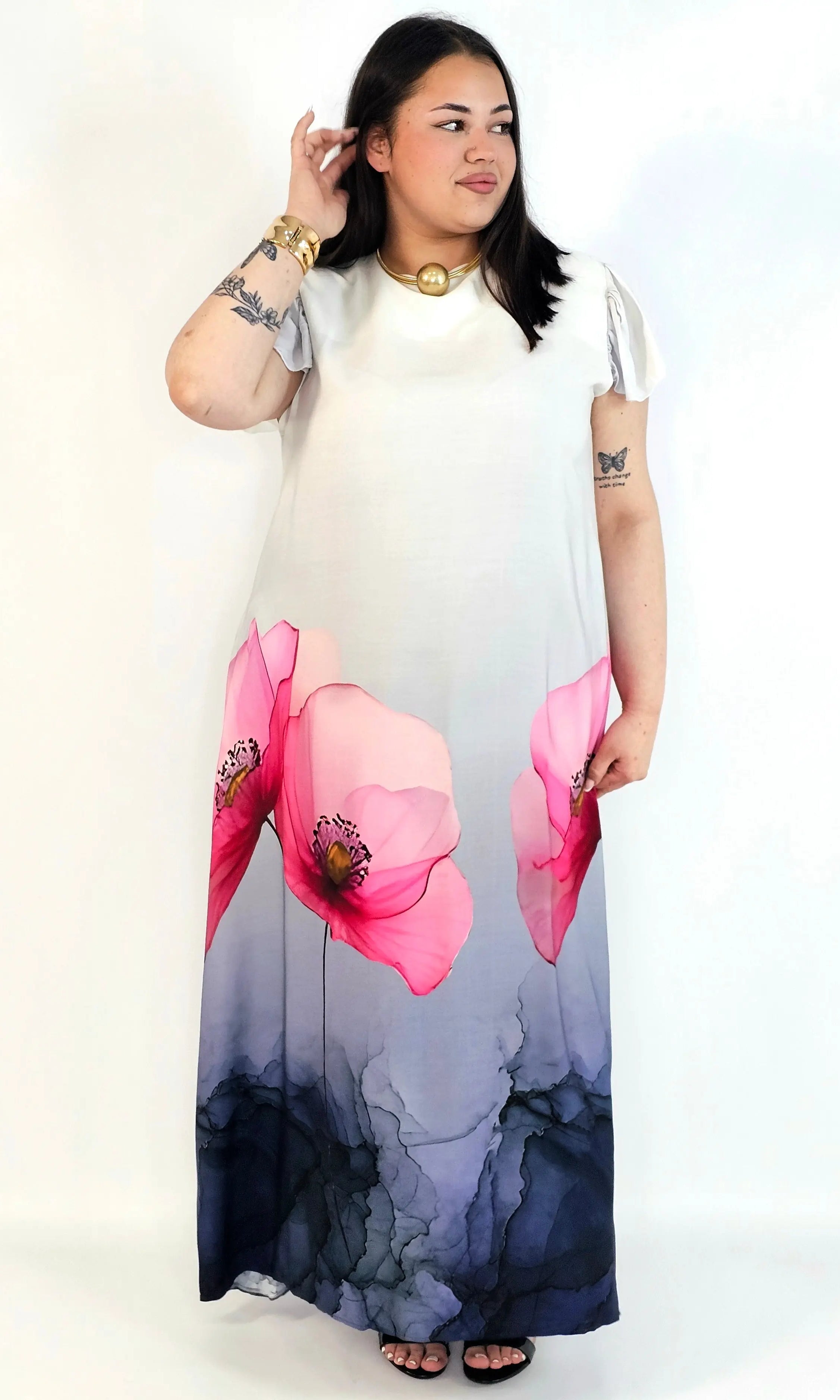 Sukienka plus size maxi z malarskim dołem – elegancka propozycja XXL Stylowa XL