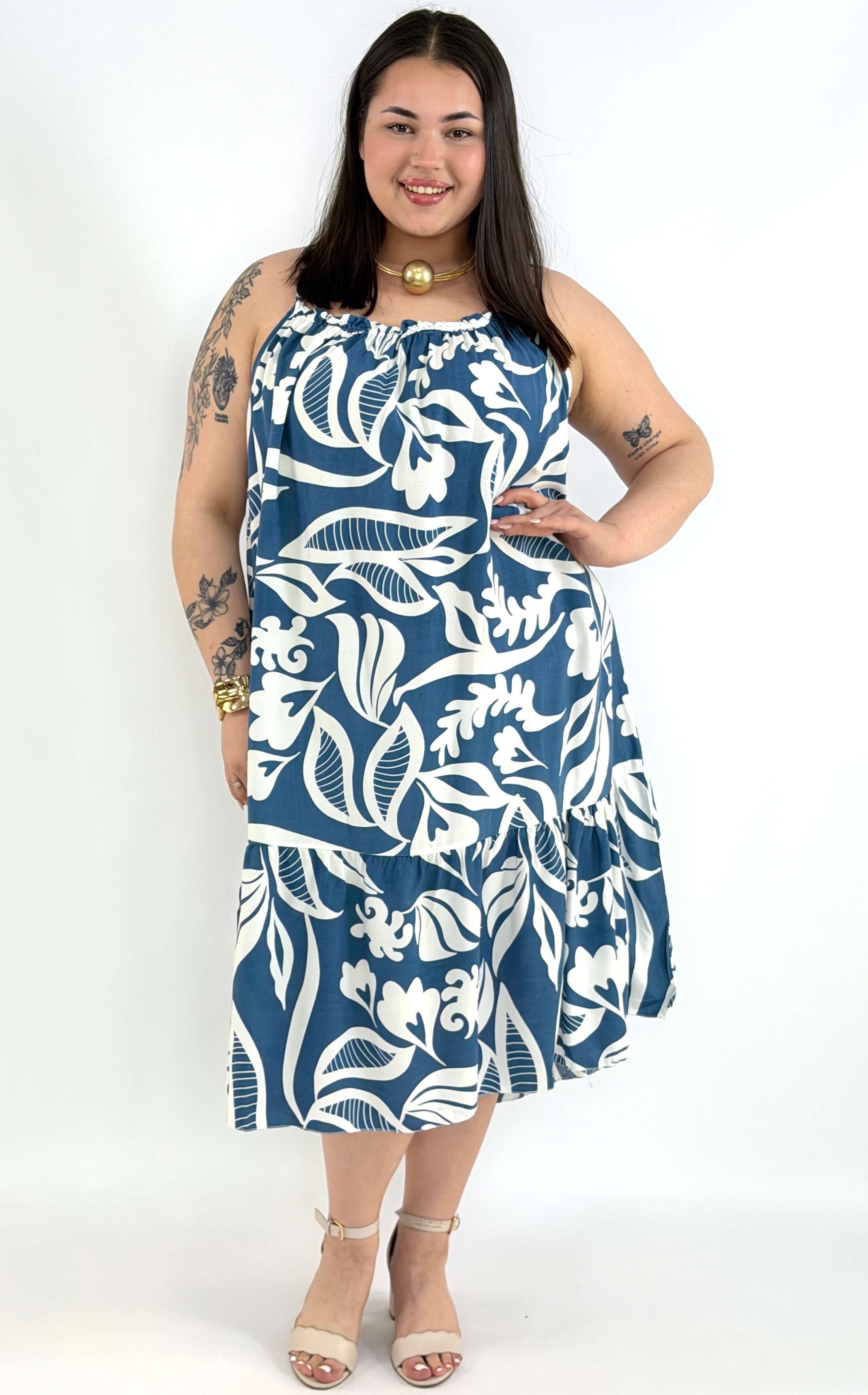 Sukienka plus size na ramiączkach z printem – lekka i wygodna sukienka XXL Stylowa XL