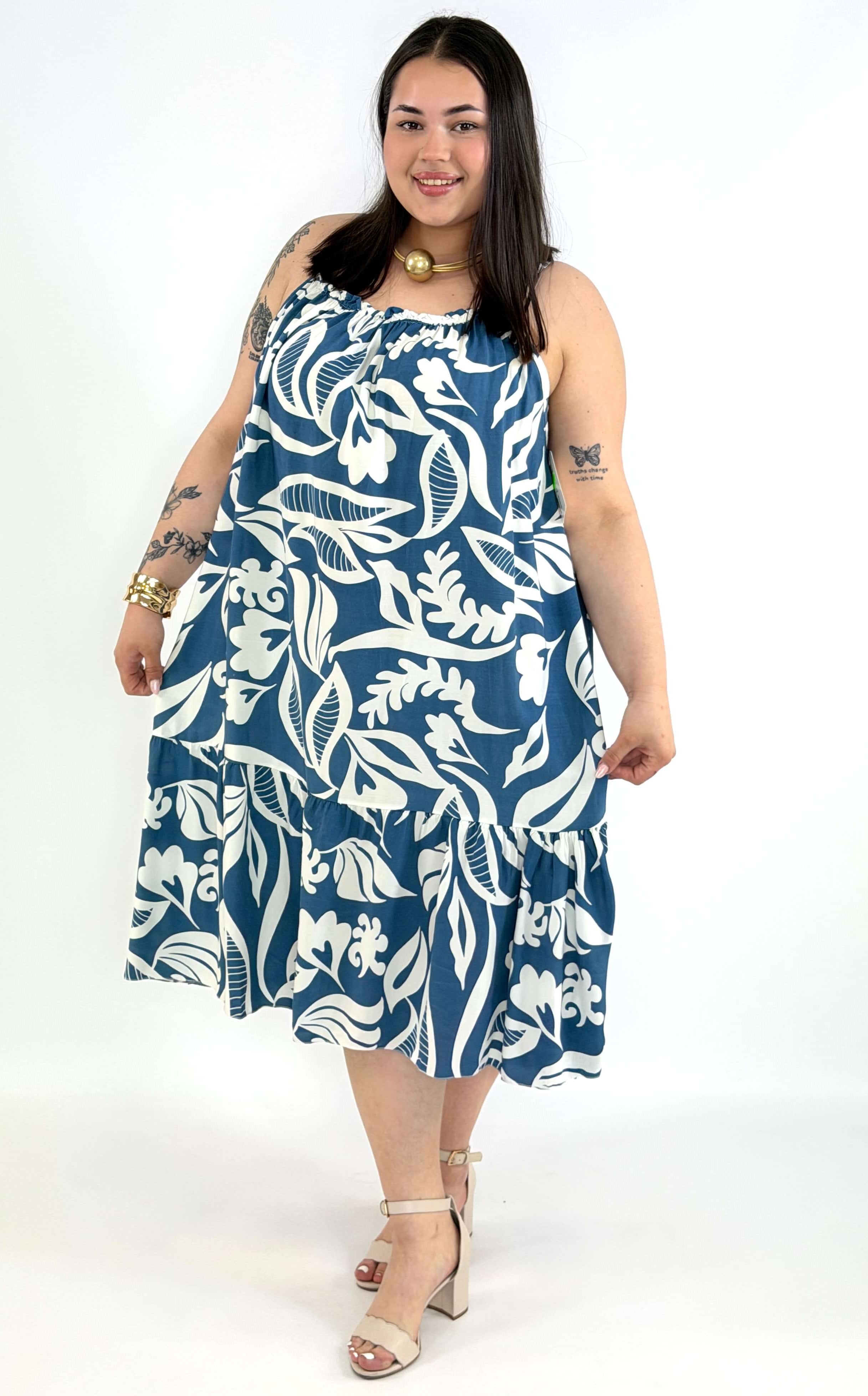 Sukienka plus size na ramiączkach z printem – lekka i wygodna sukienka XXL Stylowa XL
