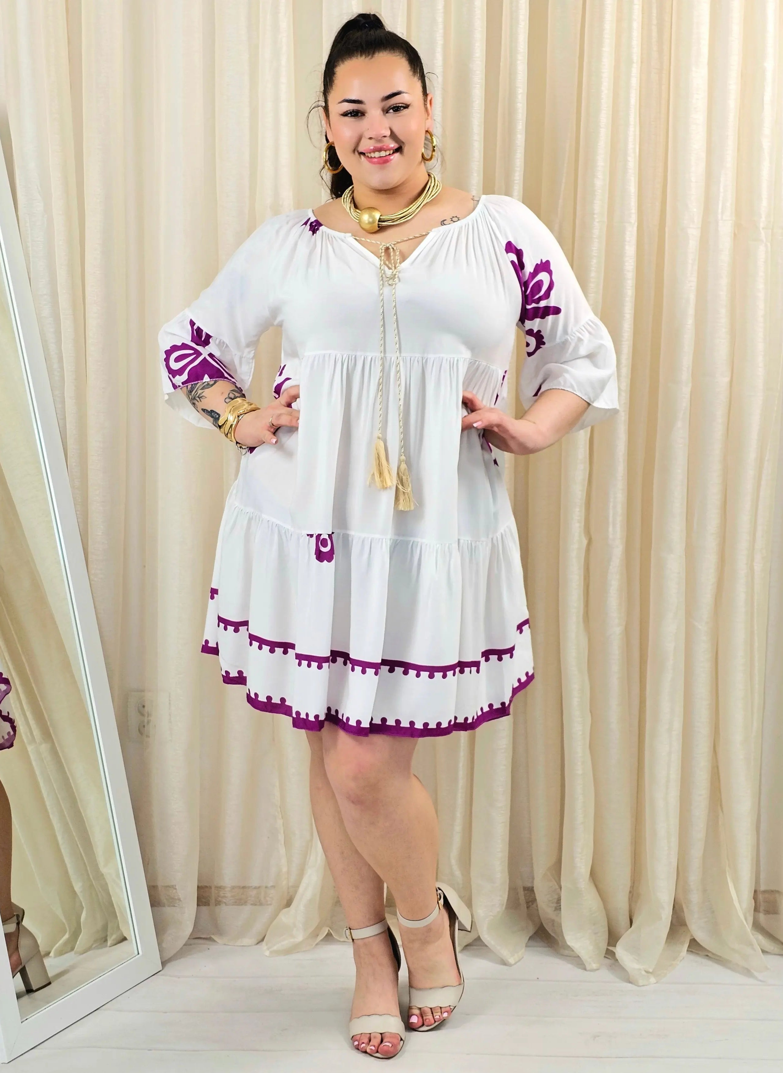 Sukienka plus size rozkloszowana – damska sukienka XXL z dekoltem V Stylowa XL