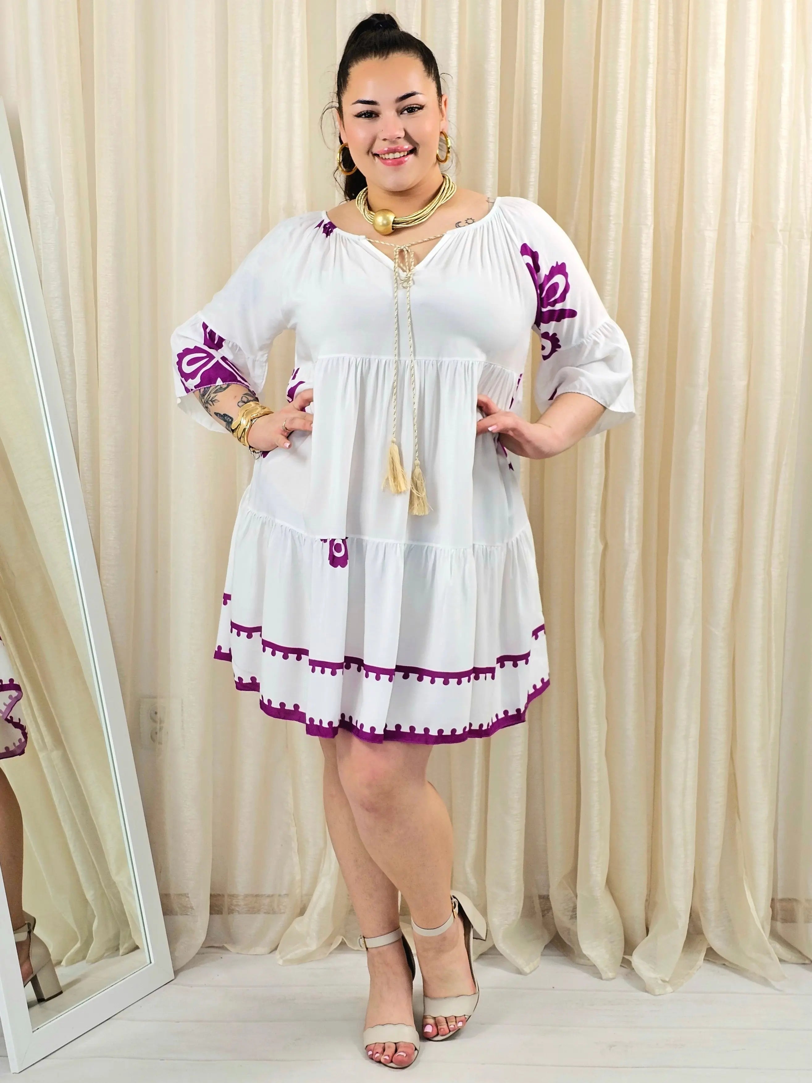 Sukienka plus size rozkloszowana – damska sukienka XXL z dekoltem V Stylowa XL