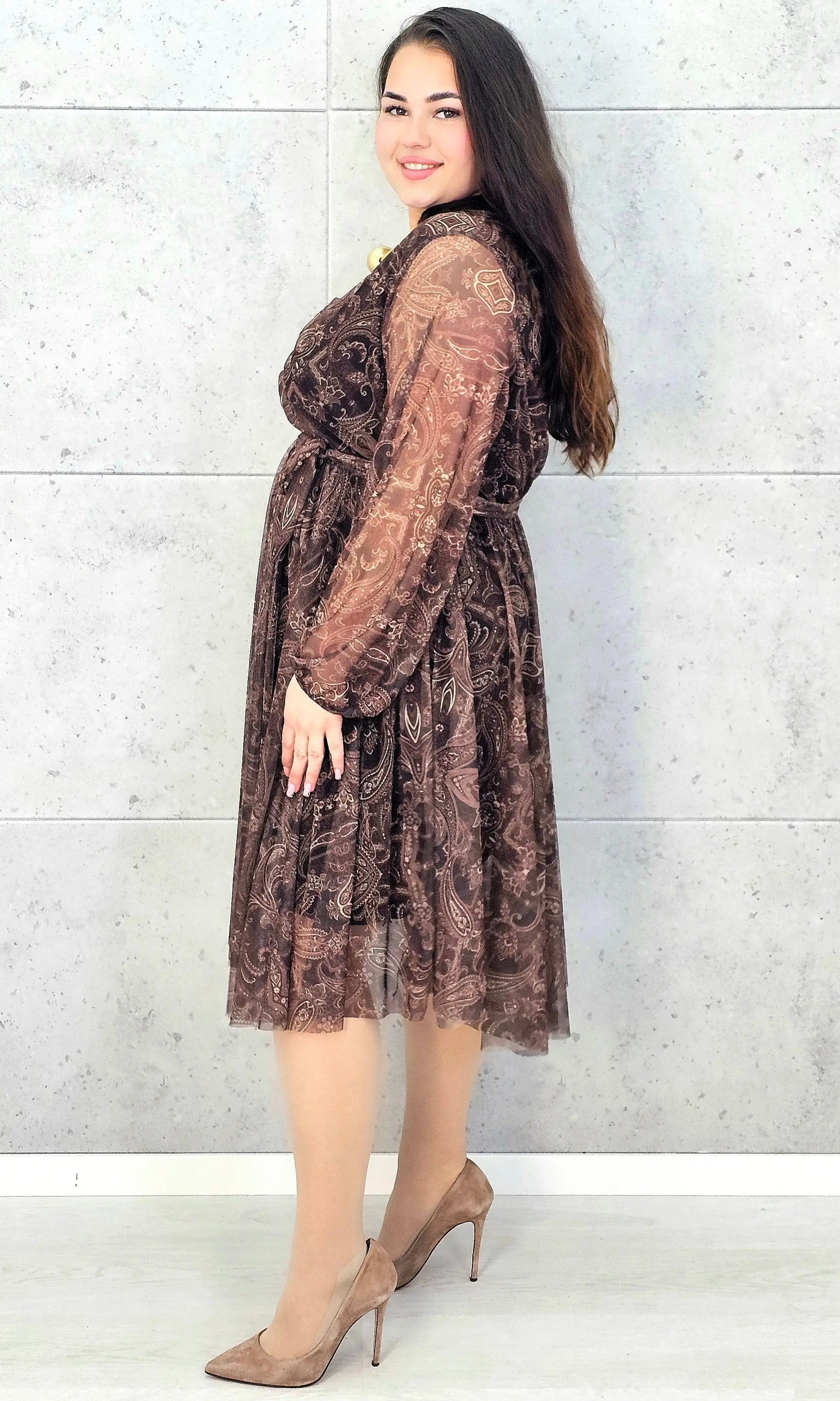 Sukienka plus size w orientalny wzór – elegancja i lekkość dla kobiet XXL Stylowa XL