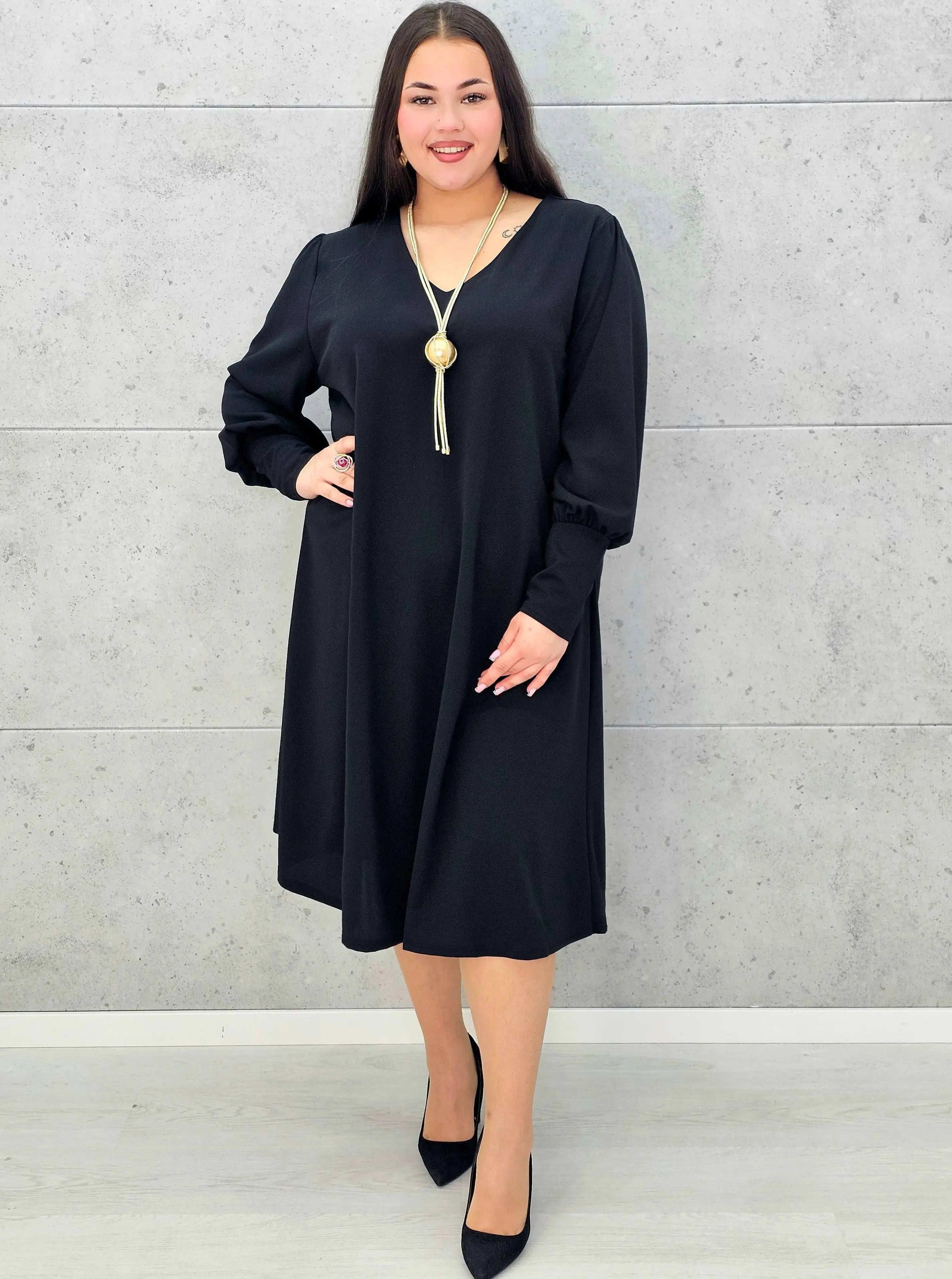 Sukienka plus size z dekoltem V – czarna, bordowa i czerwona Stylowa XL - Stylowa XL