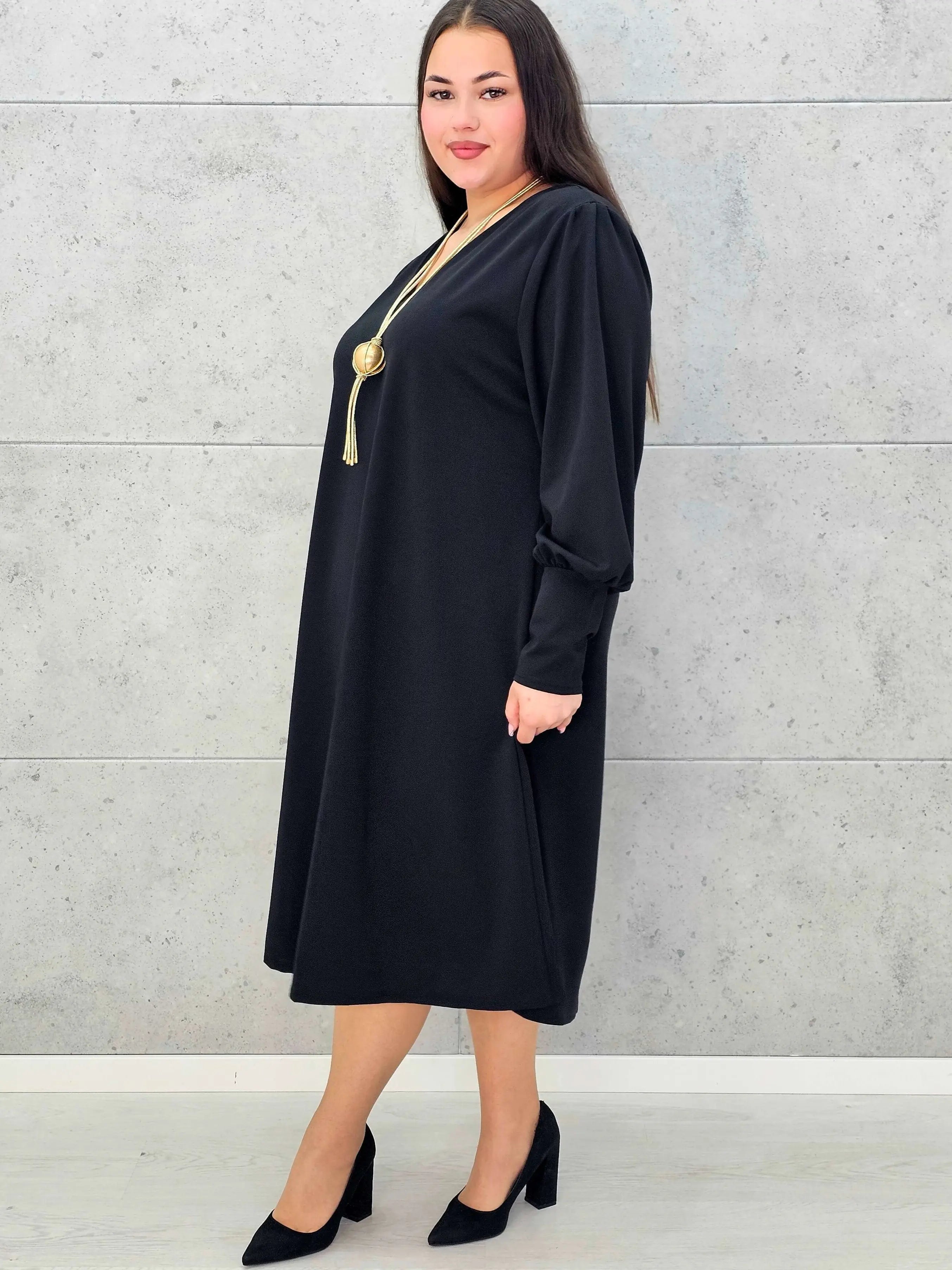 Sukienka plus size z dekoltem V – czarna, bordowa i czerwona Stylowa XL - Stylowa XL