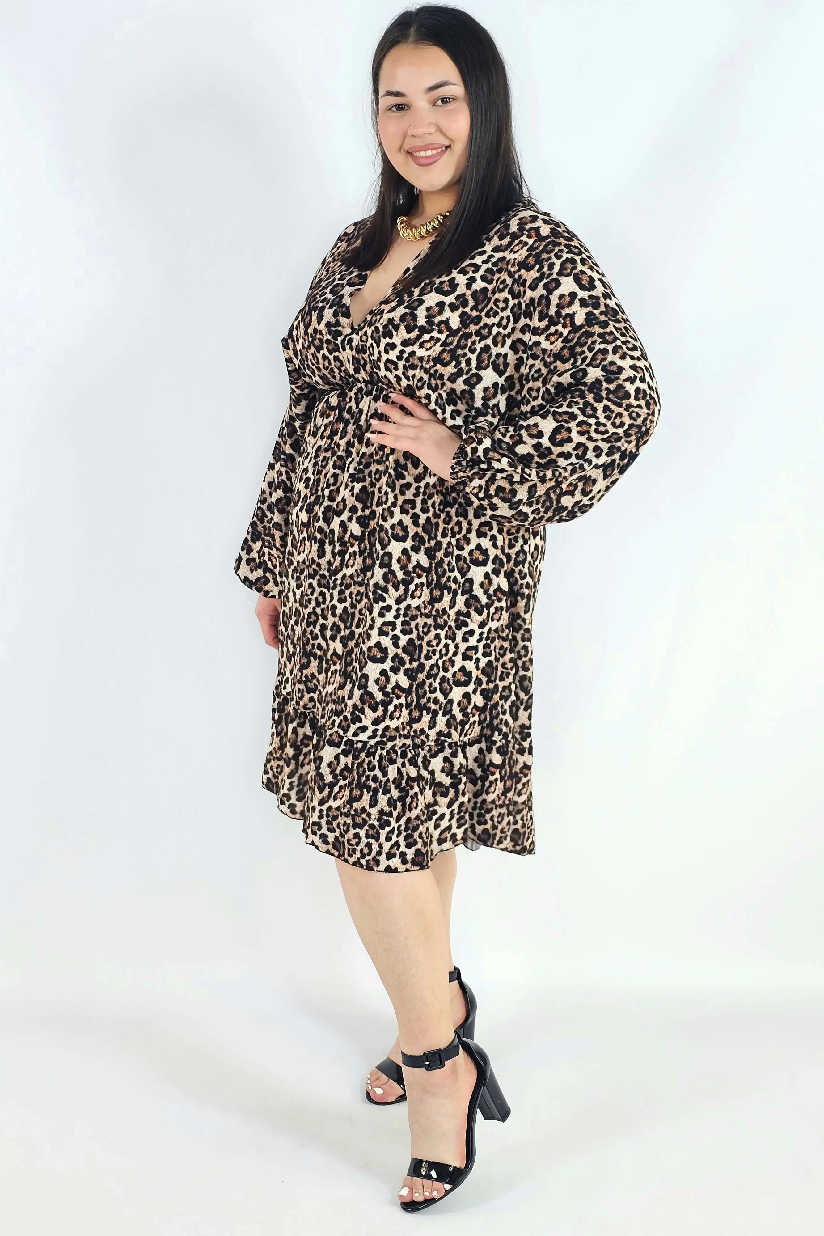 Sukienka plus size z dekoltem V i wiązaniem – lekka sukienka damska XXL z elastyczną talią Stylowa XL