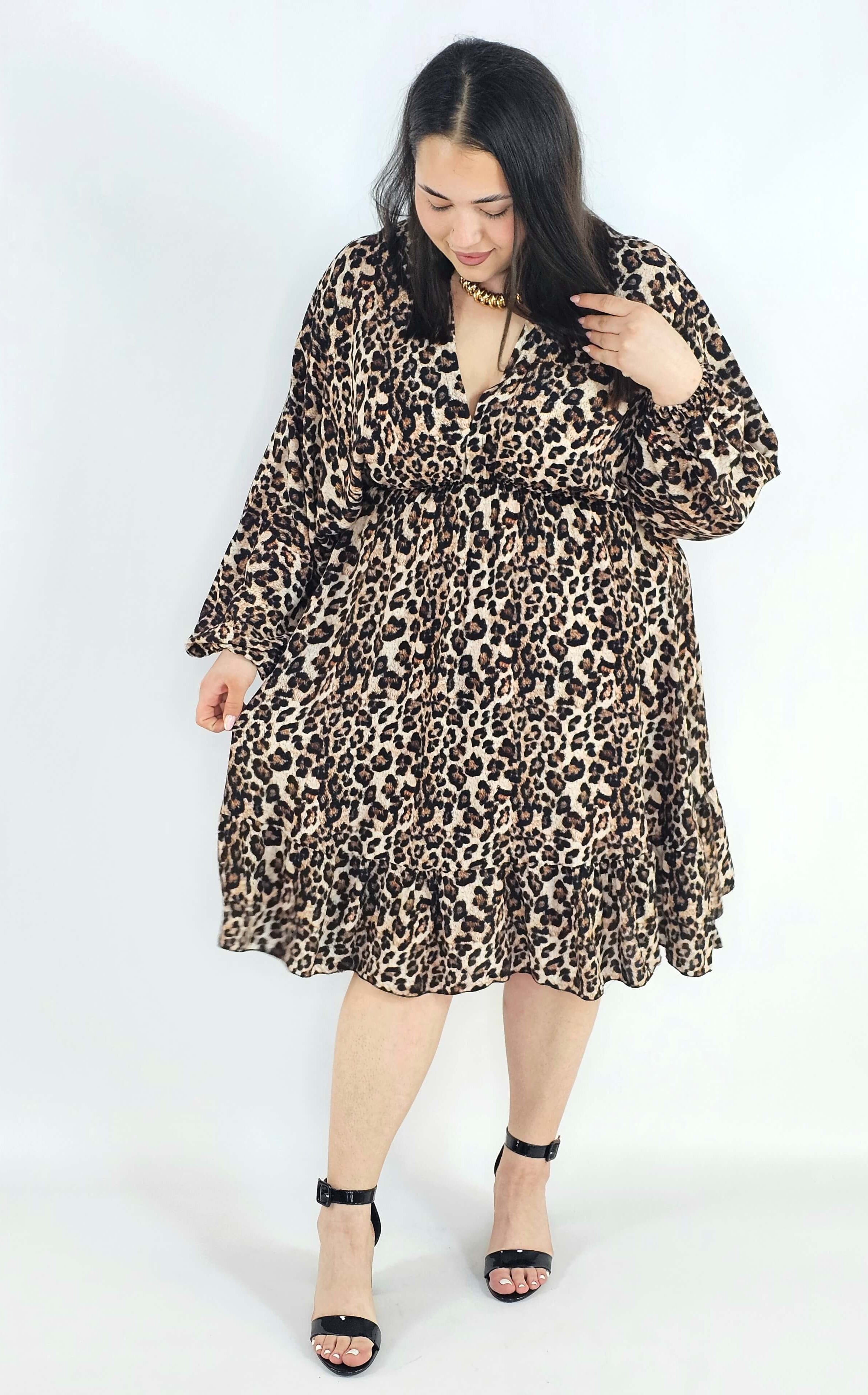 Sukienka plus size z dekoltem V i wiązaniem – lekka sukienka damska XXL z elastyczną talią Stylowa XL