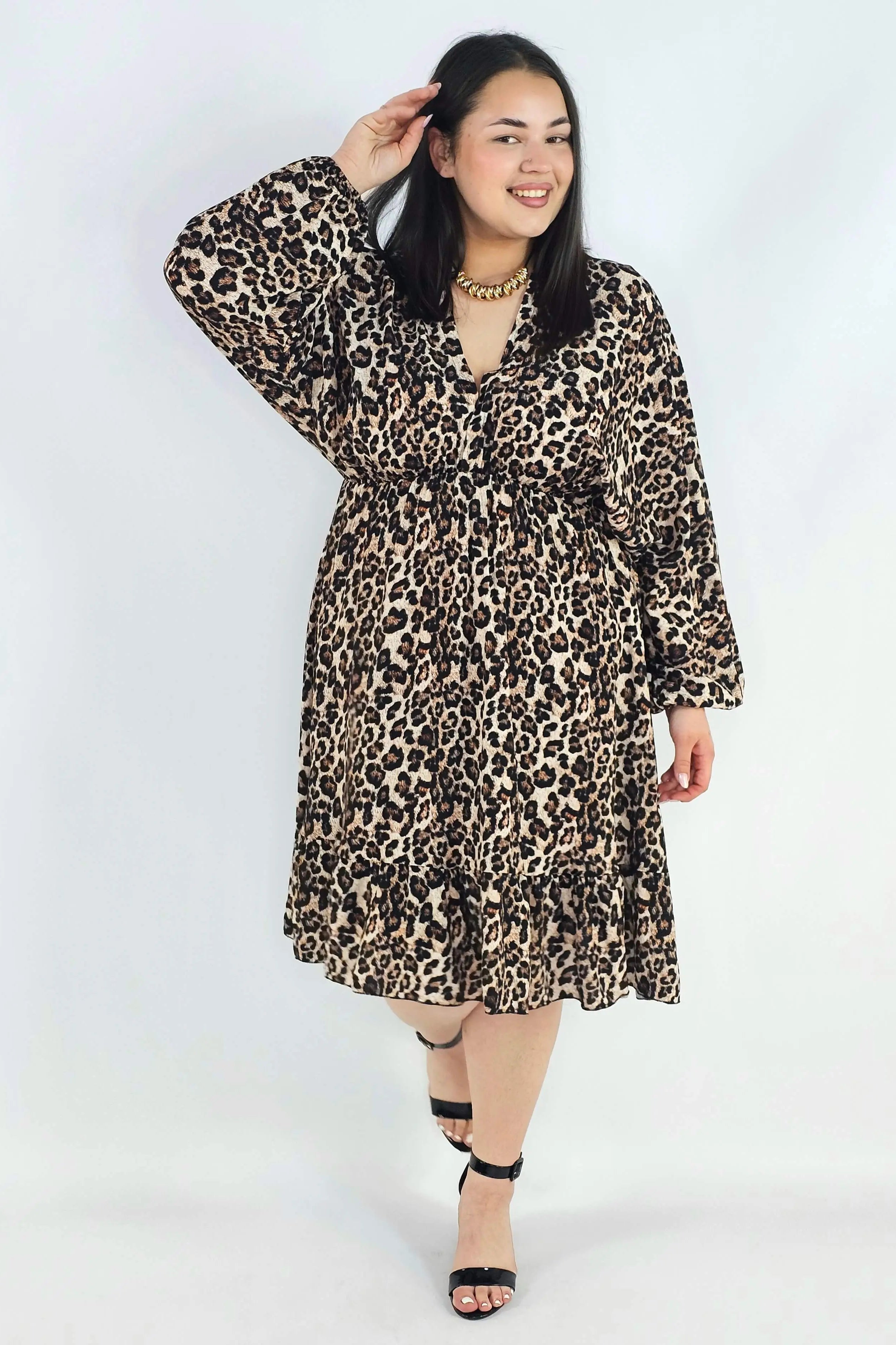 Sukienka plus size z dekoltem V i wiązaniem – lekka sukienka damska XXL z elastyczną talią Stylowa XL