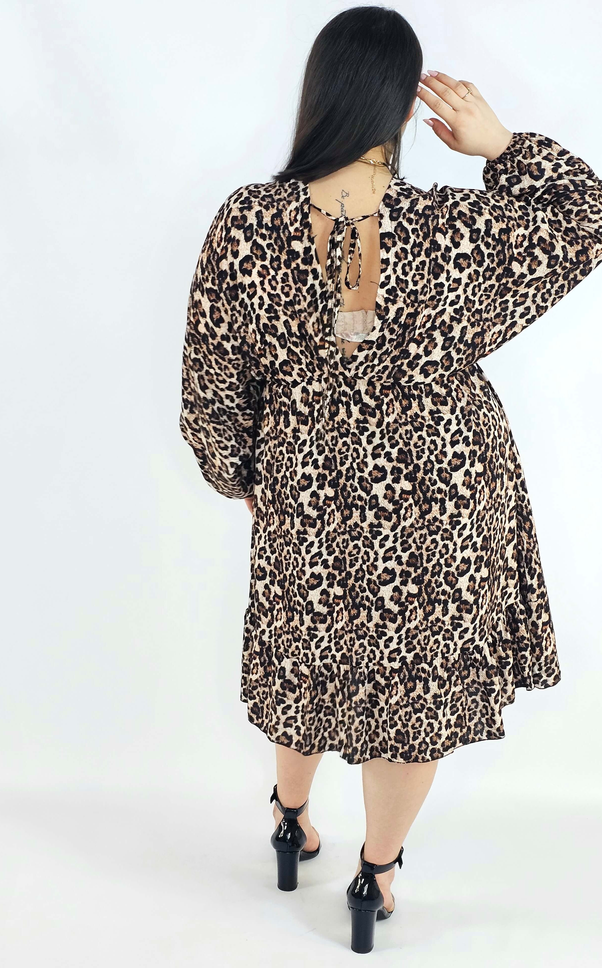 Sukienka plus size z dekoltem V i wiązaniem – lekka sukienka damska XXL z elastyczną talią Stylowa XL