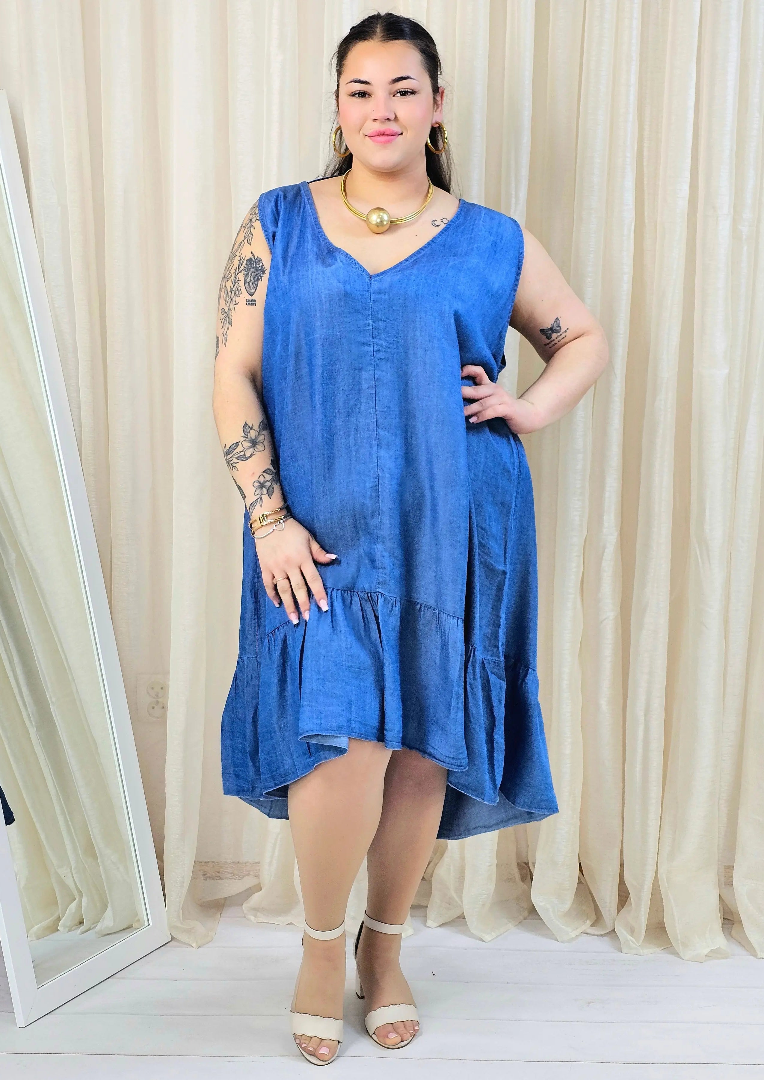 Sukienka plus size z falbaną – luźna sukienka damska XXL Stylowa XL