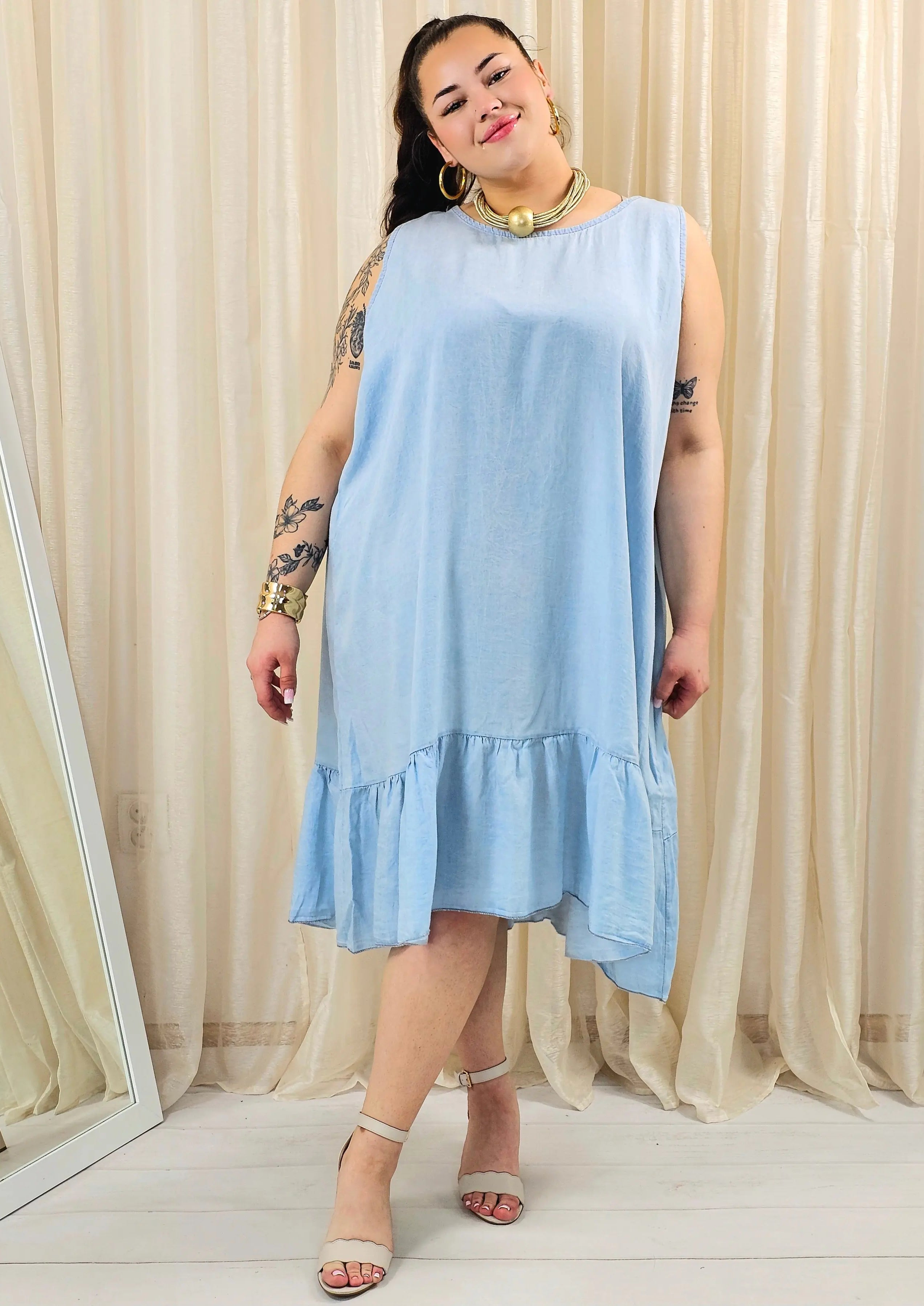 Sukienka plus size z falbaną – luźna sukienka damska XXL Stylowa XL