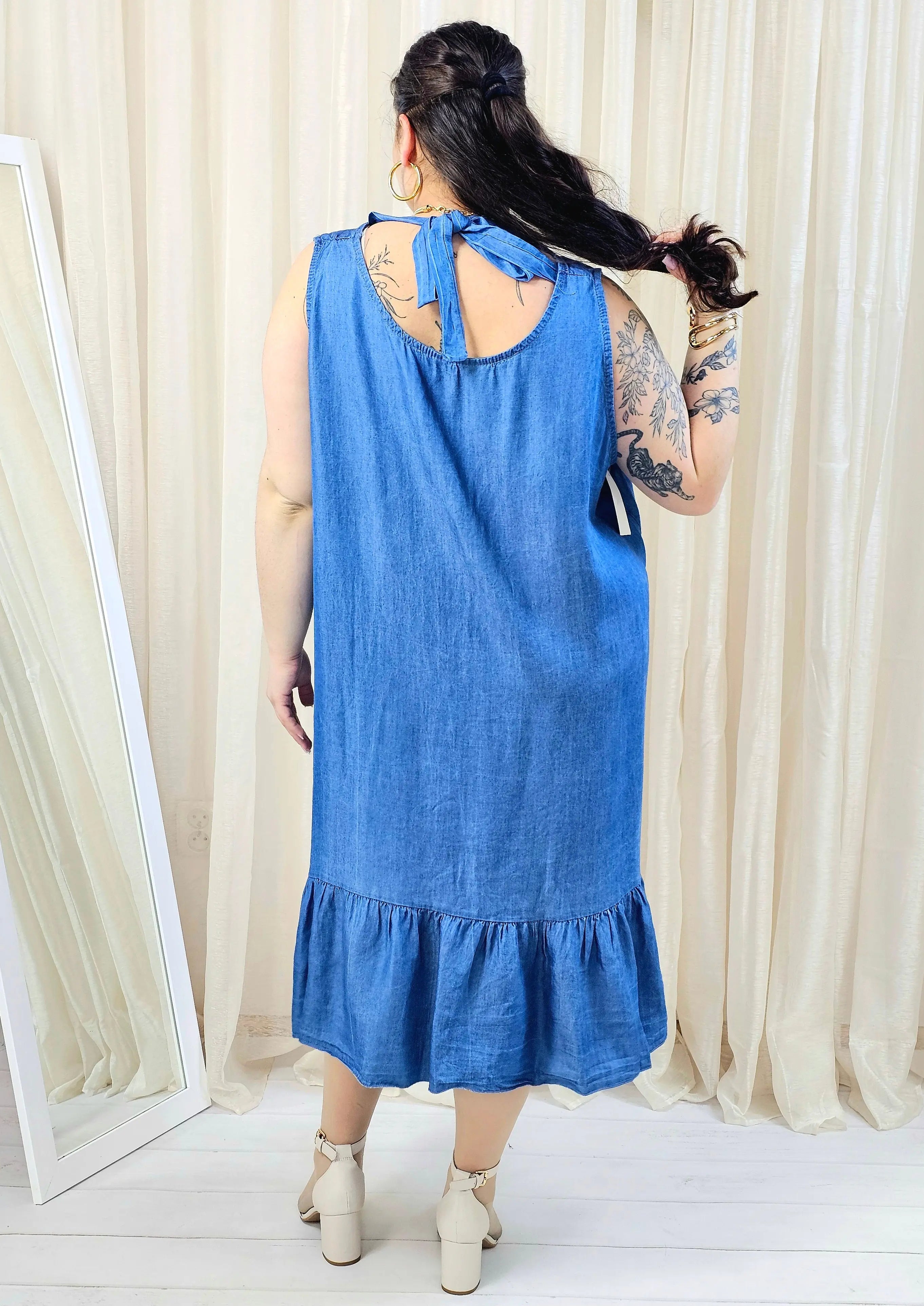 Sukienka plus size z falbaną – luźna sukienka damska XXL Stylowa XL