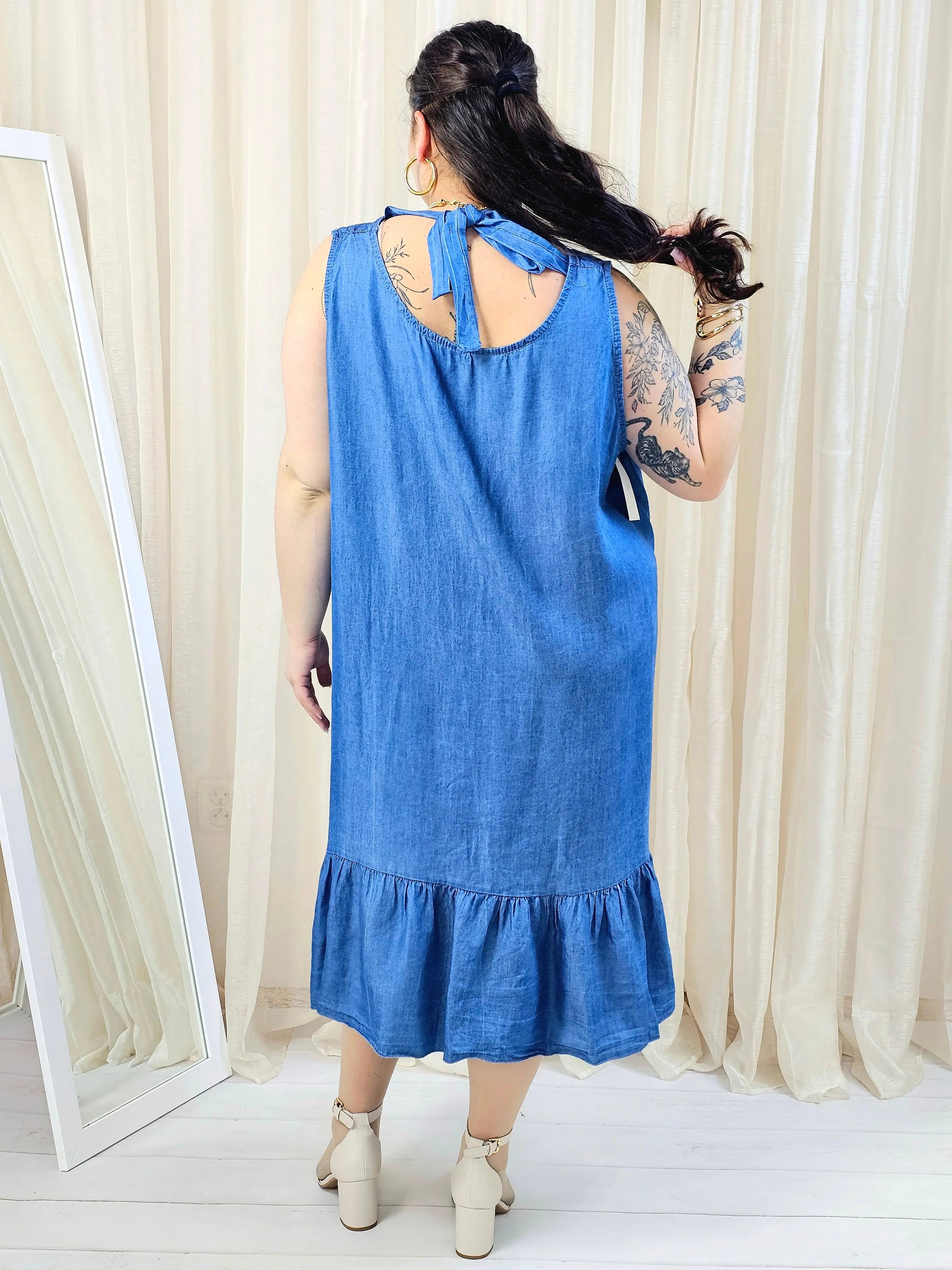 Sukienka plus size z falbaną – luźna sukienka damska XXL Stylowa XL