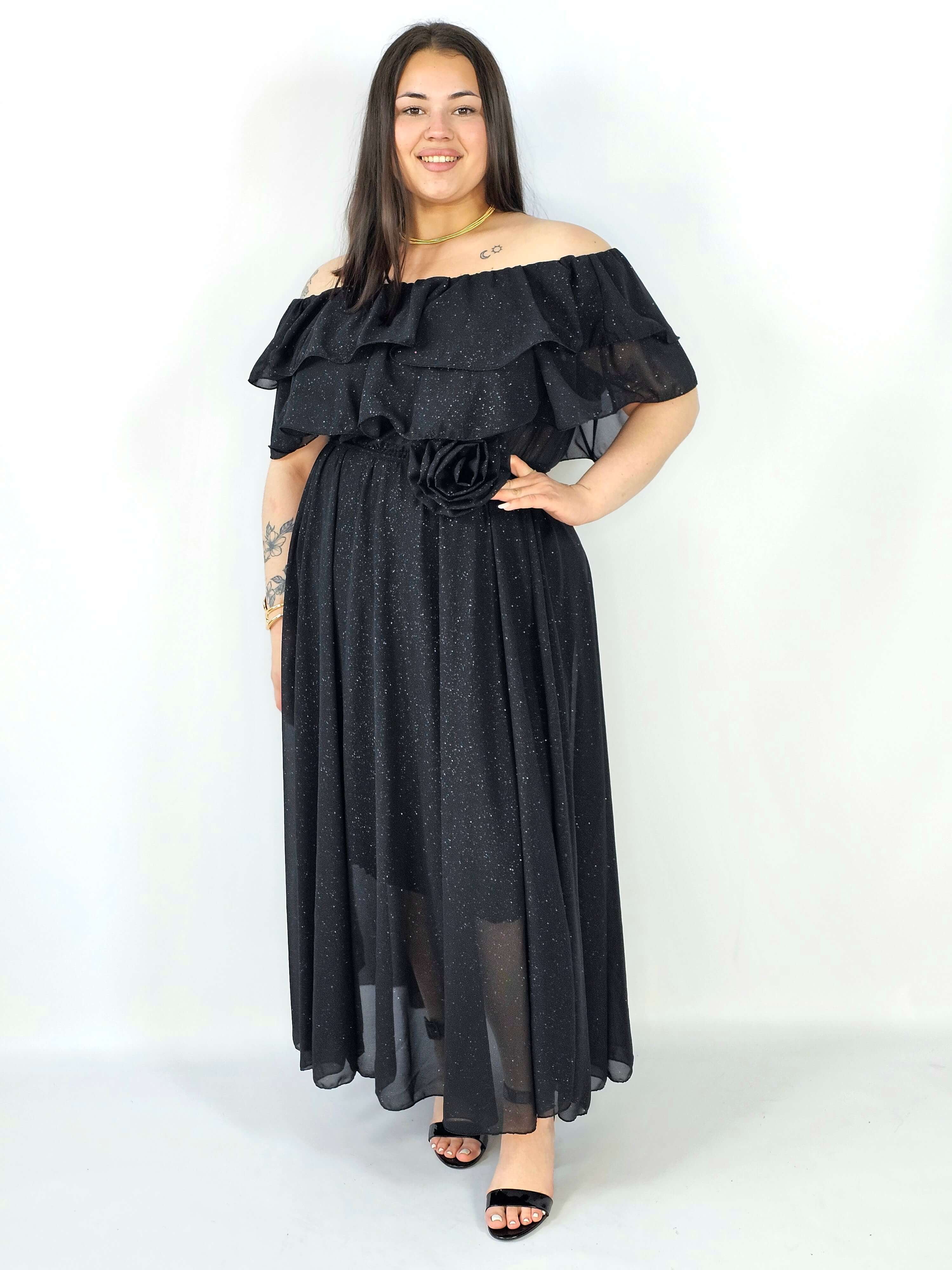 Sukienka plus size z falbanami i subtelnym połyskiem – efekt WOW XXL Stylowa XL