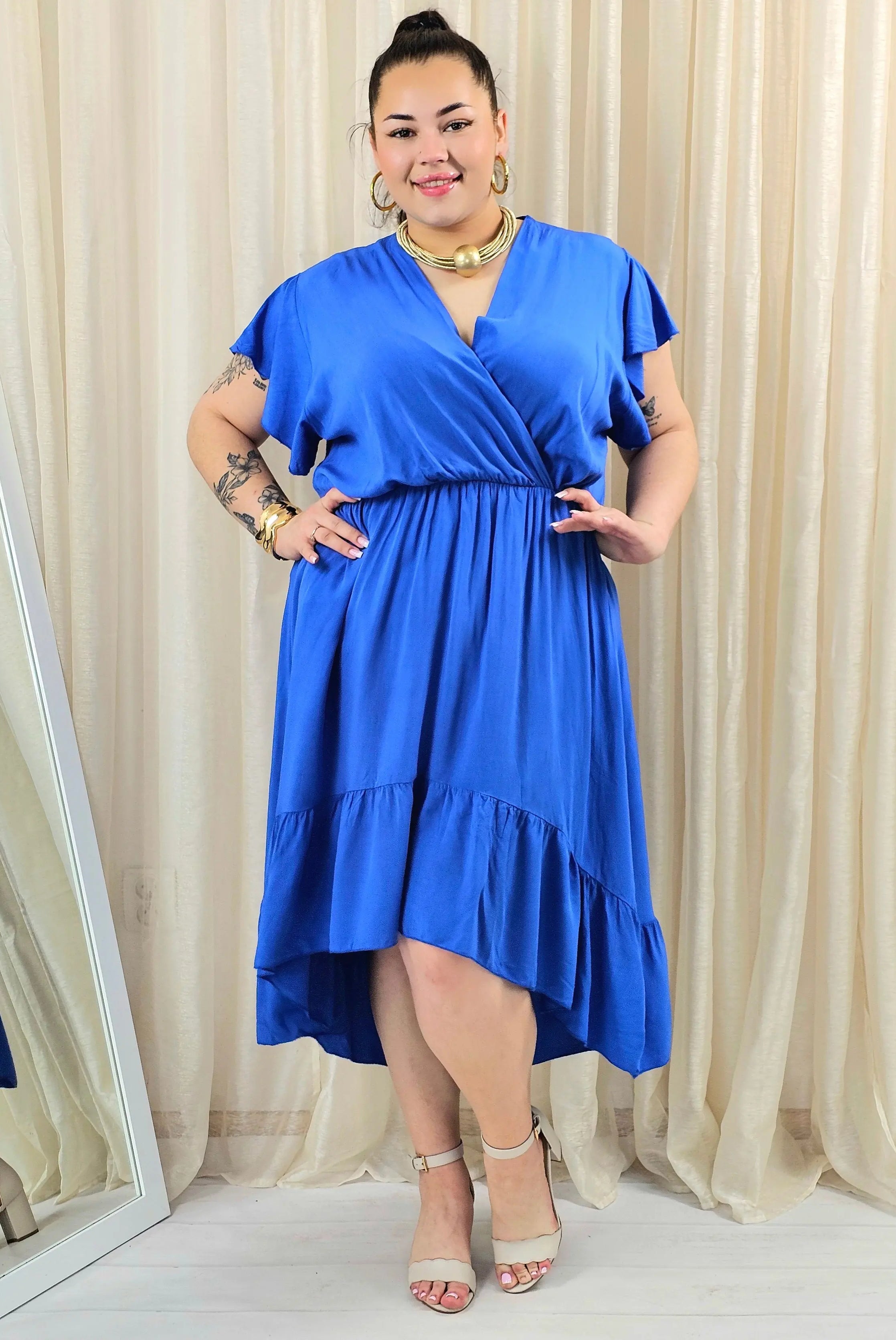 Sukienka plus size z kopertowym dekoltem – asymetryczna sukienka damska XXL Stylowa XL