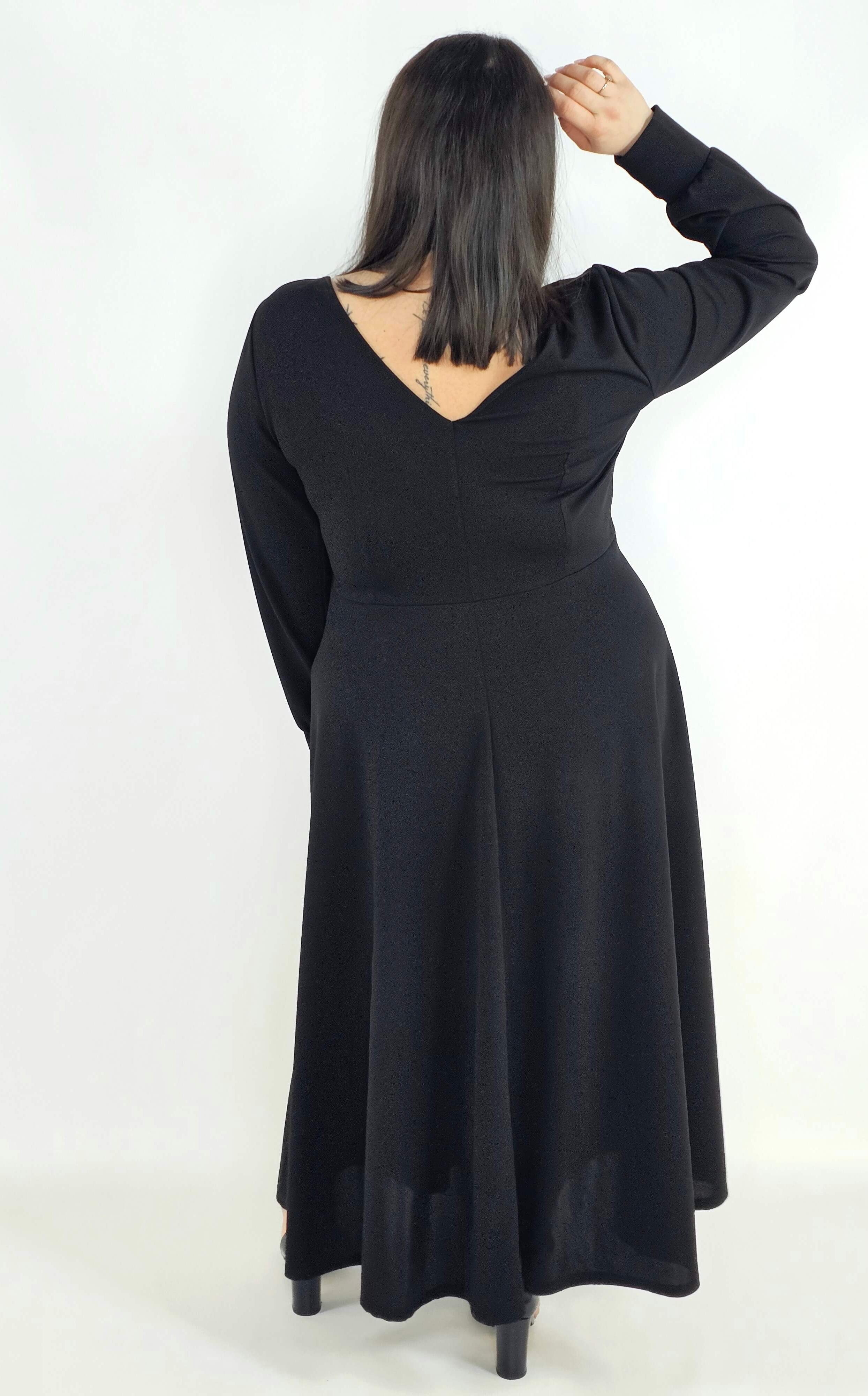 Sukienka plus size z kopertowym dekoltem – elegancka sukienka damska XXL z długim rękawem Stylowa XL