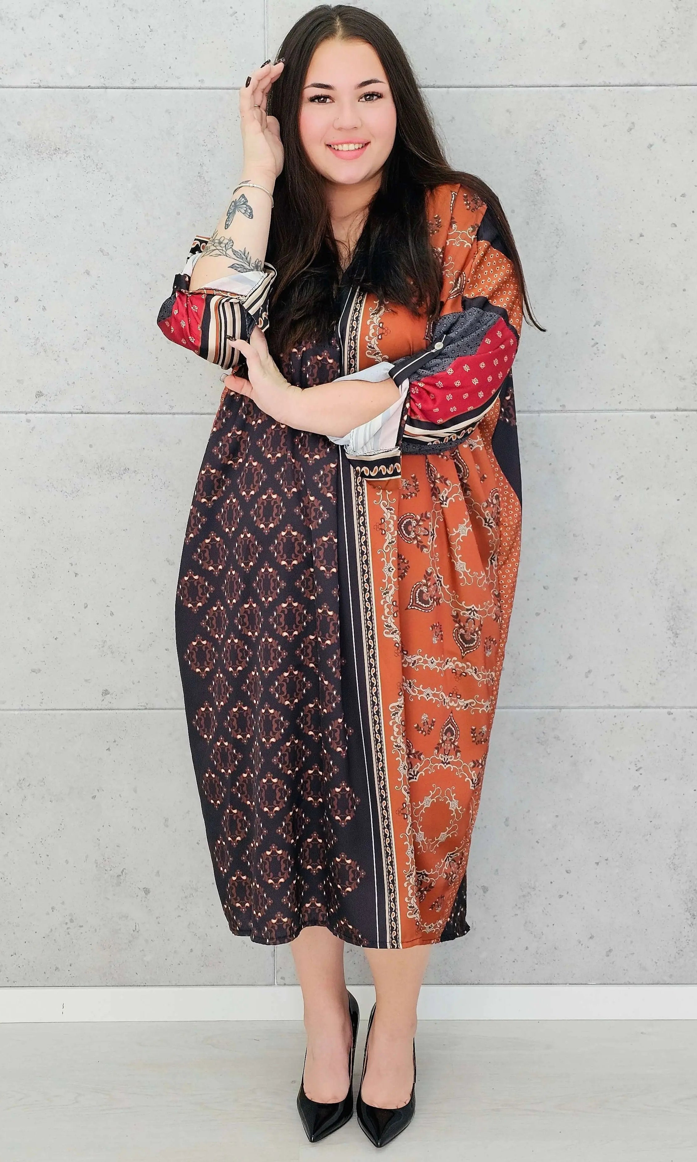 Sukienka w stylu boho z lekkiego materiał – moda dla kobiet plus size Stylowa XL