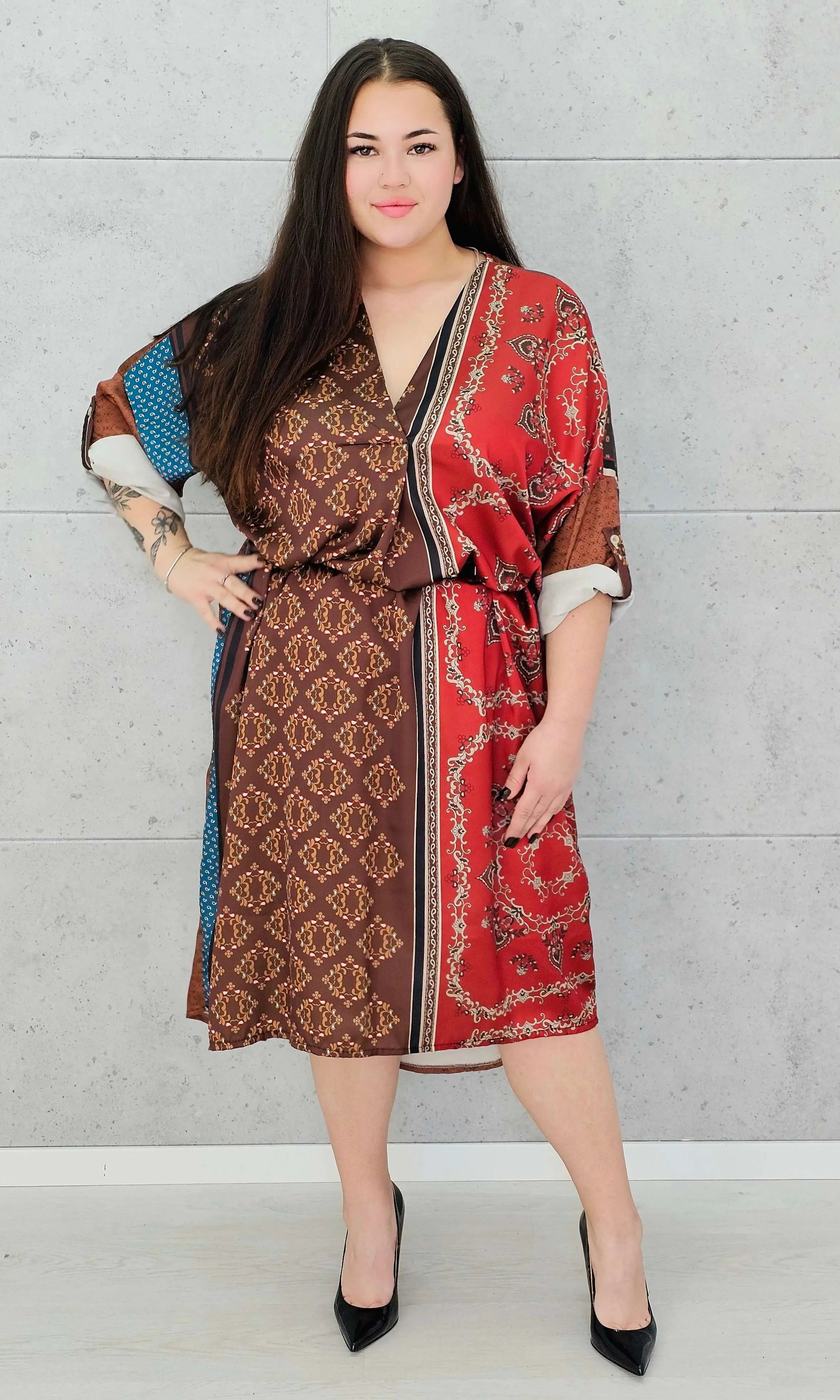 Sukienka w stylu boho z lekkiego materiał – moda dla kobiet plus size Stylowa XL