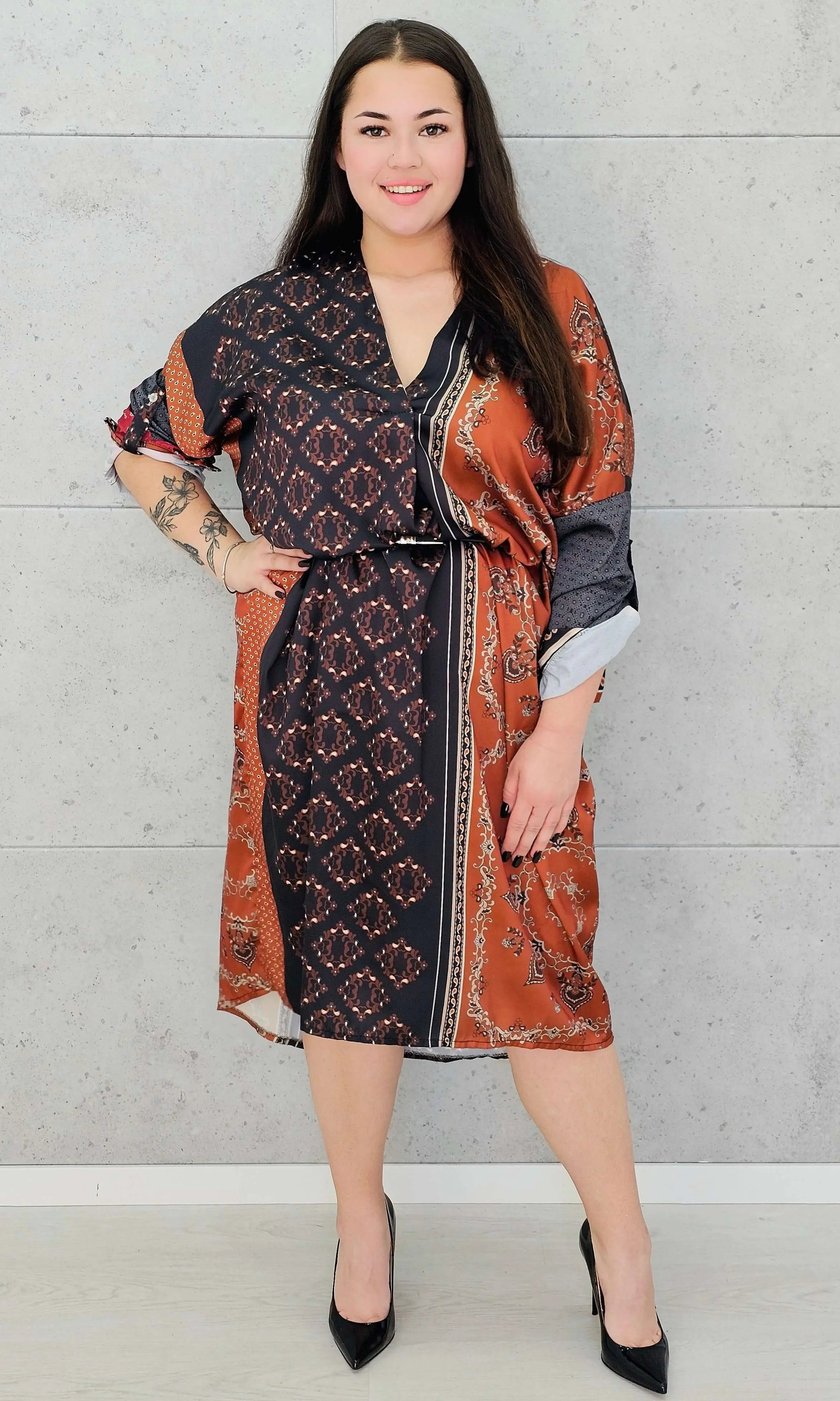 Sukienka w stylu boho z lekkiego materiał – moda dla kobiet plus size Stylowa XL