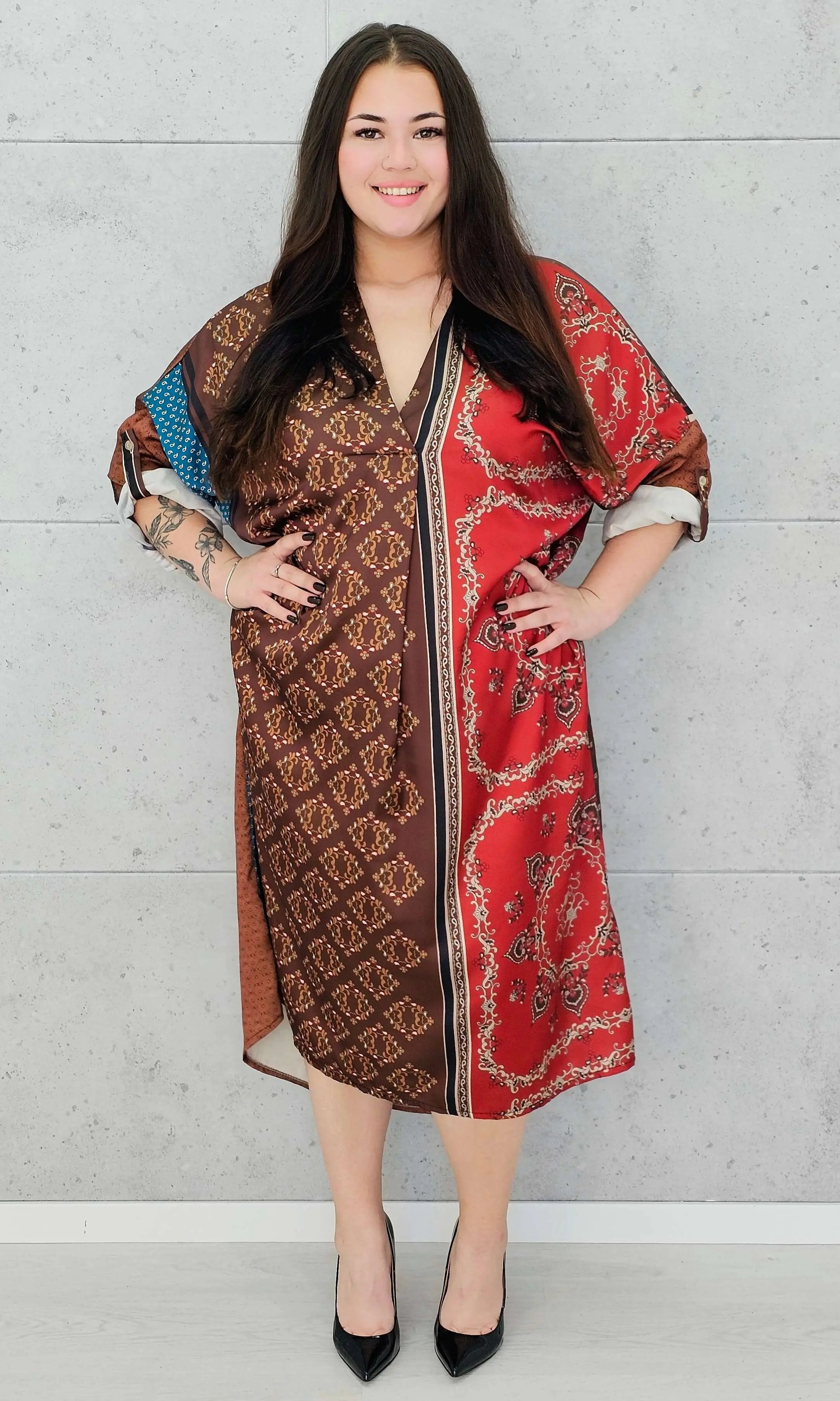 Sukienka w stylu boho z lekkiego materiał – moda dla kobiet plus size Stylowa XL