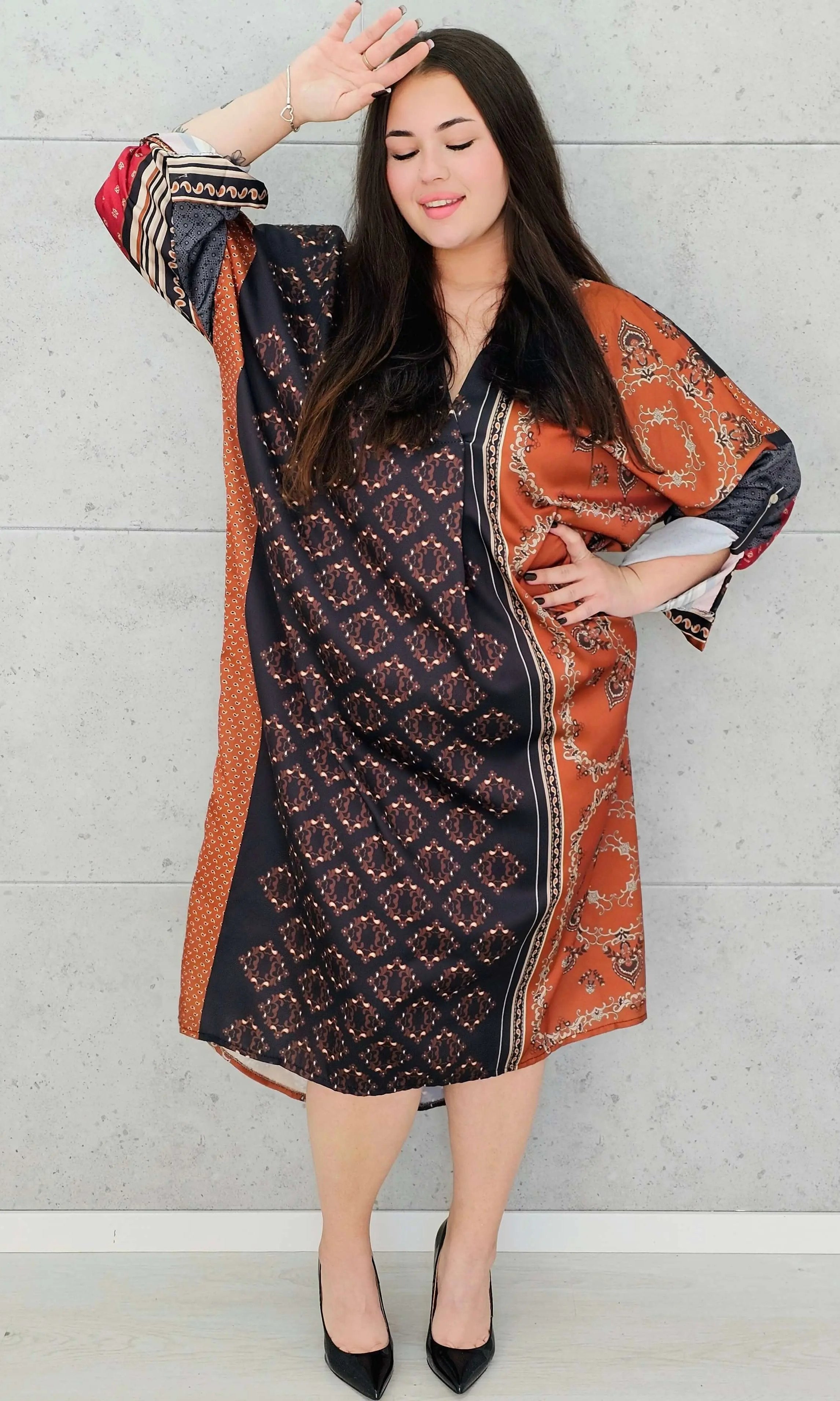 Sukienka w stylu boho z lekkiego materiał – moda dla kobiet plus size Stylowa XL