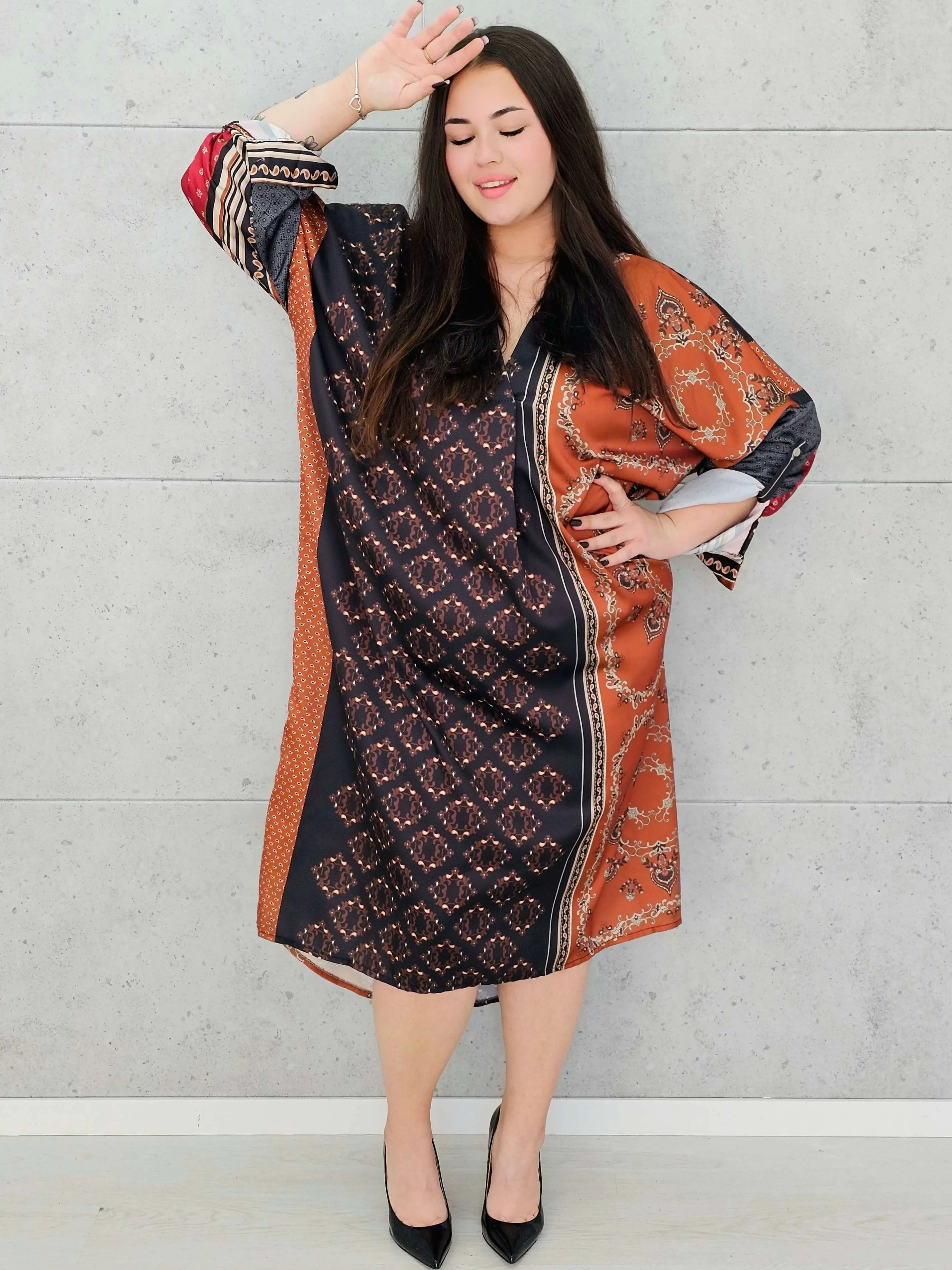 Sukienka w stylu boho z lekkiego materiał – moda dla kobiet plus size Stylowa XL