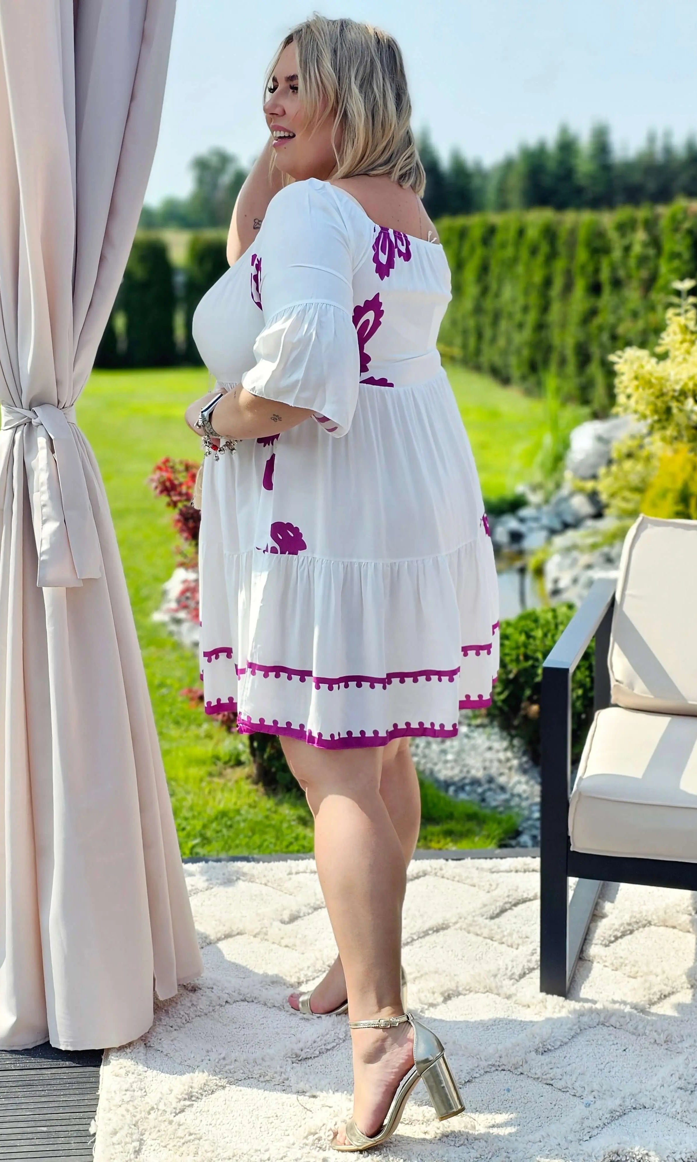 Sukienka wiskozowa z wiązaniem przy dekolcie Stylowa XL