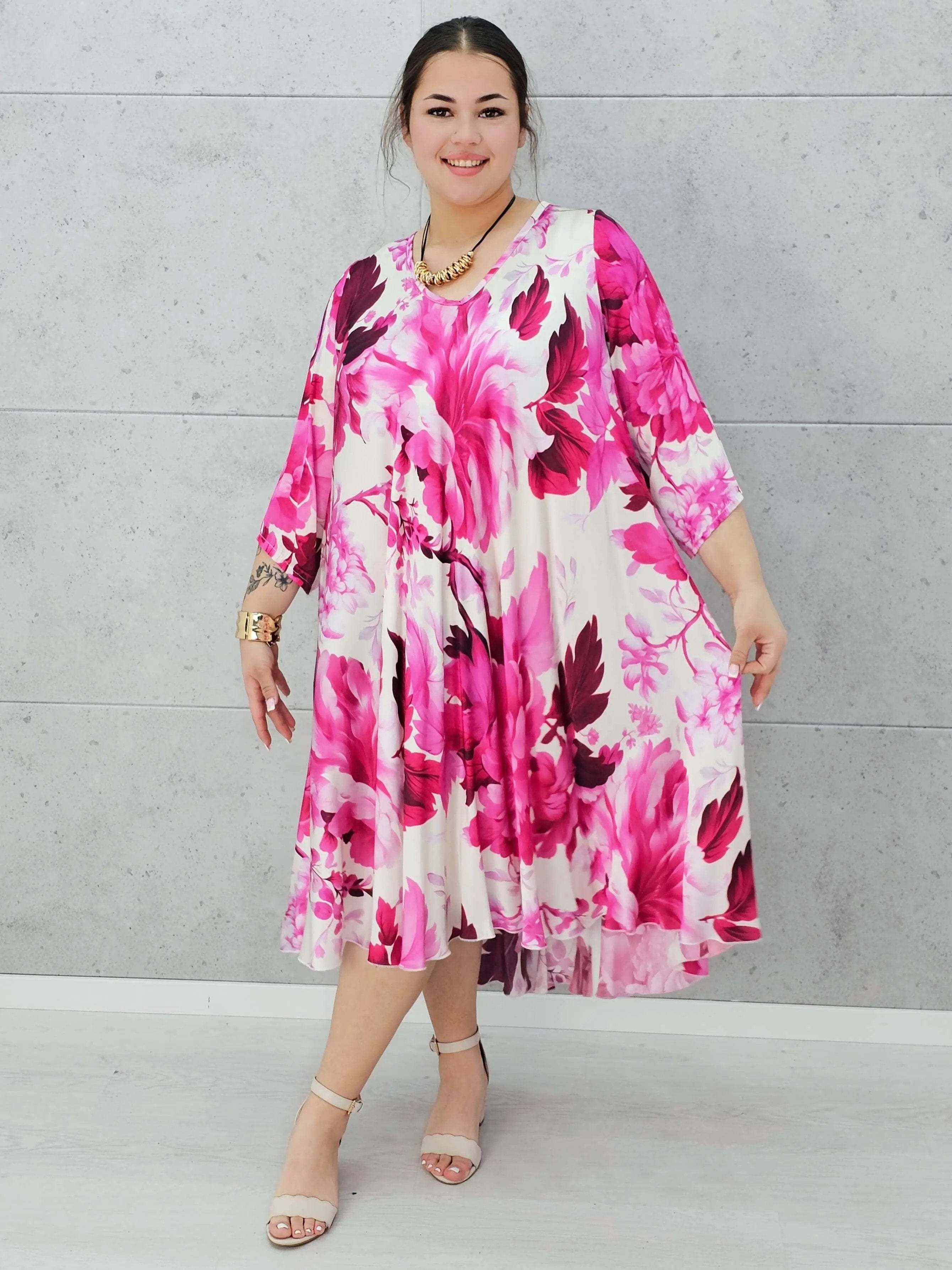 Sukienka wiskozowa z wzorem po całości Stylowa XL