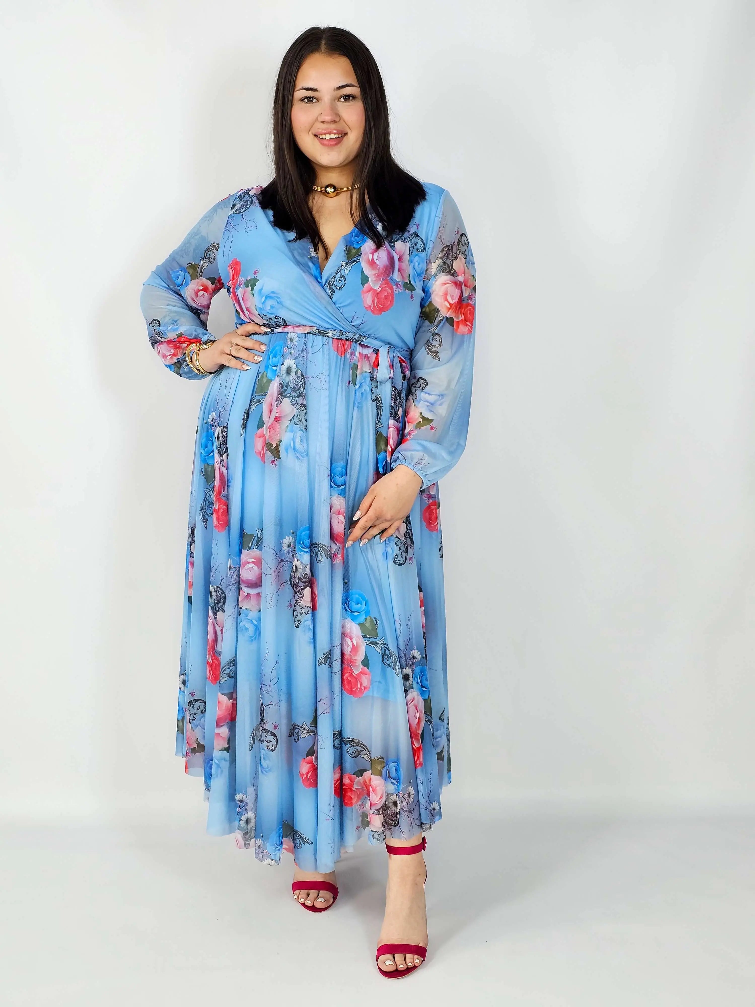 Sukienka z Siateczkowym Wykończeniem Plus Size StylowaXL – Romantyczna Elegancja i Lekkość Stylowa XL