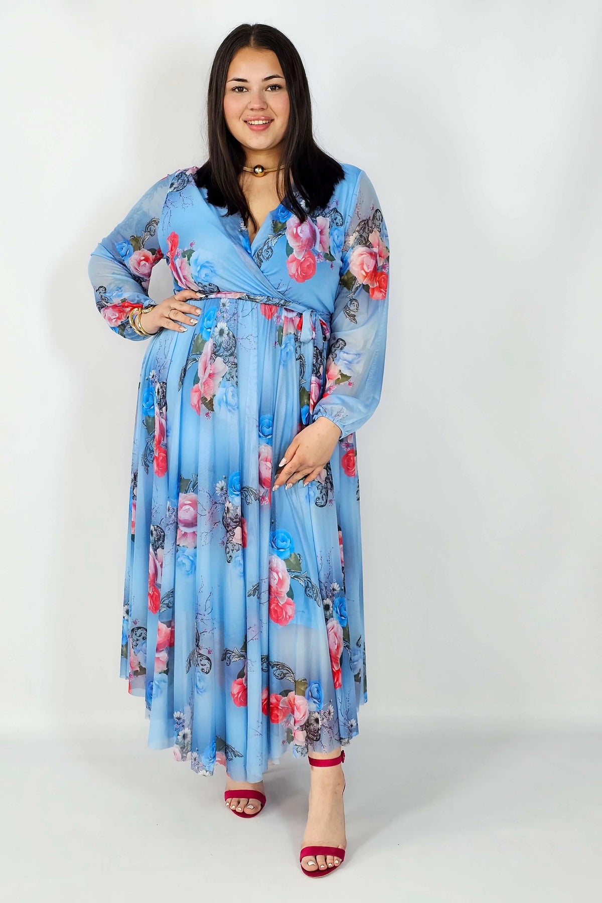 Sukienka z Siateczkowym Wykończeniem Plus Size StylowaXL – Romantyczna Elegancja i Lekkość Stylowa XL