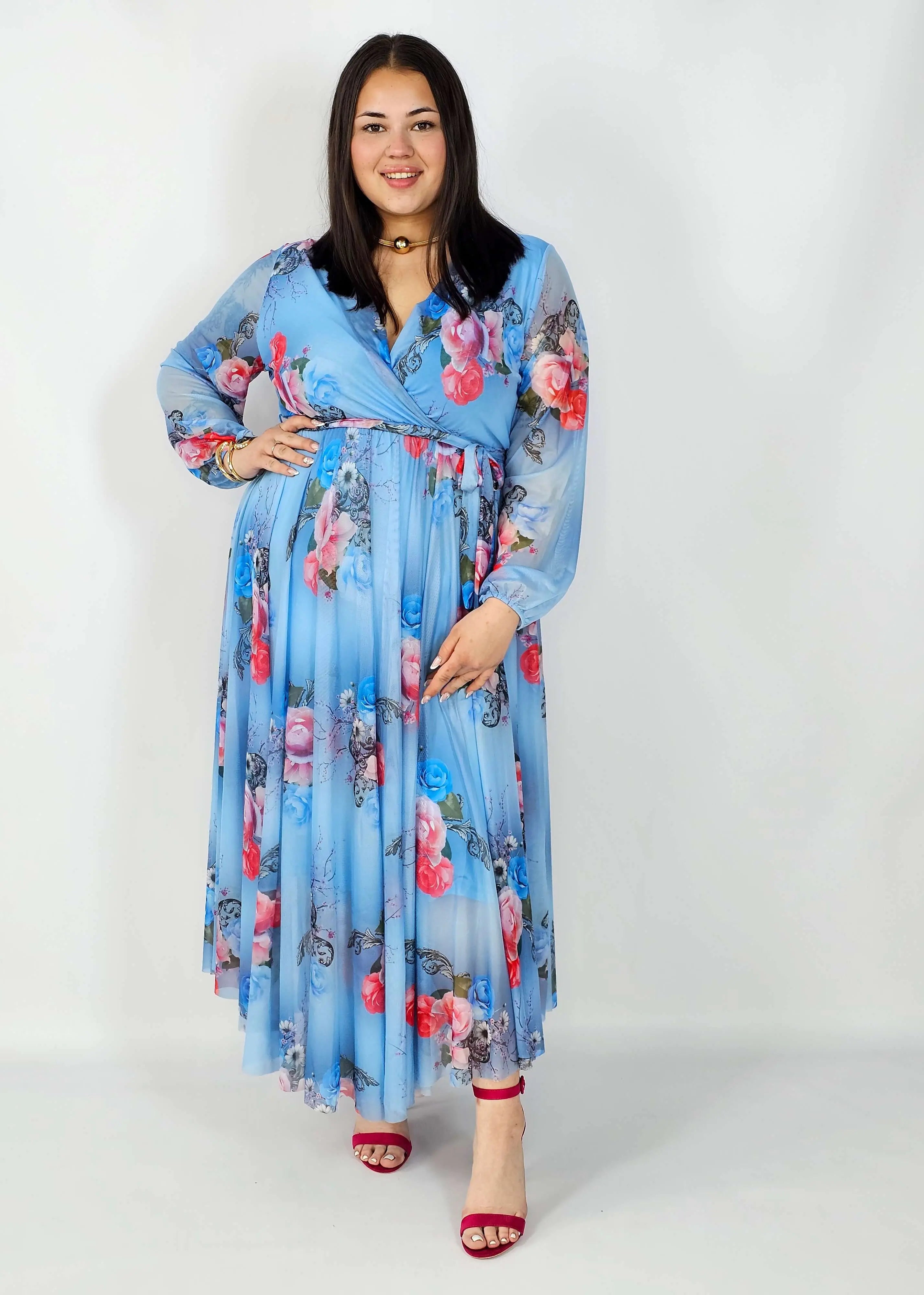 Sukienka z Siateczkowym Wykończeniem Plus Size StylowaXL – Romantyczna Elegancja i Lekkość Stylowa XL