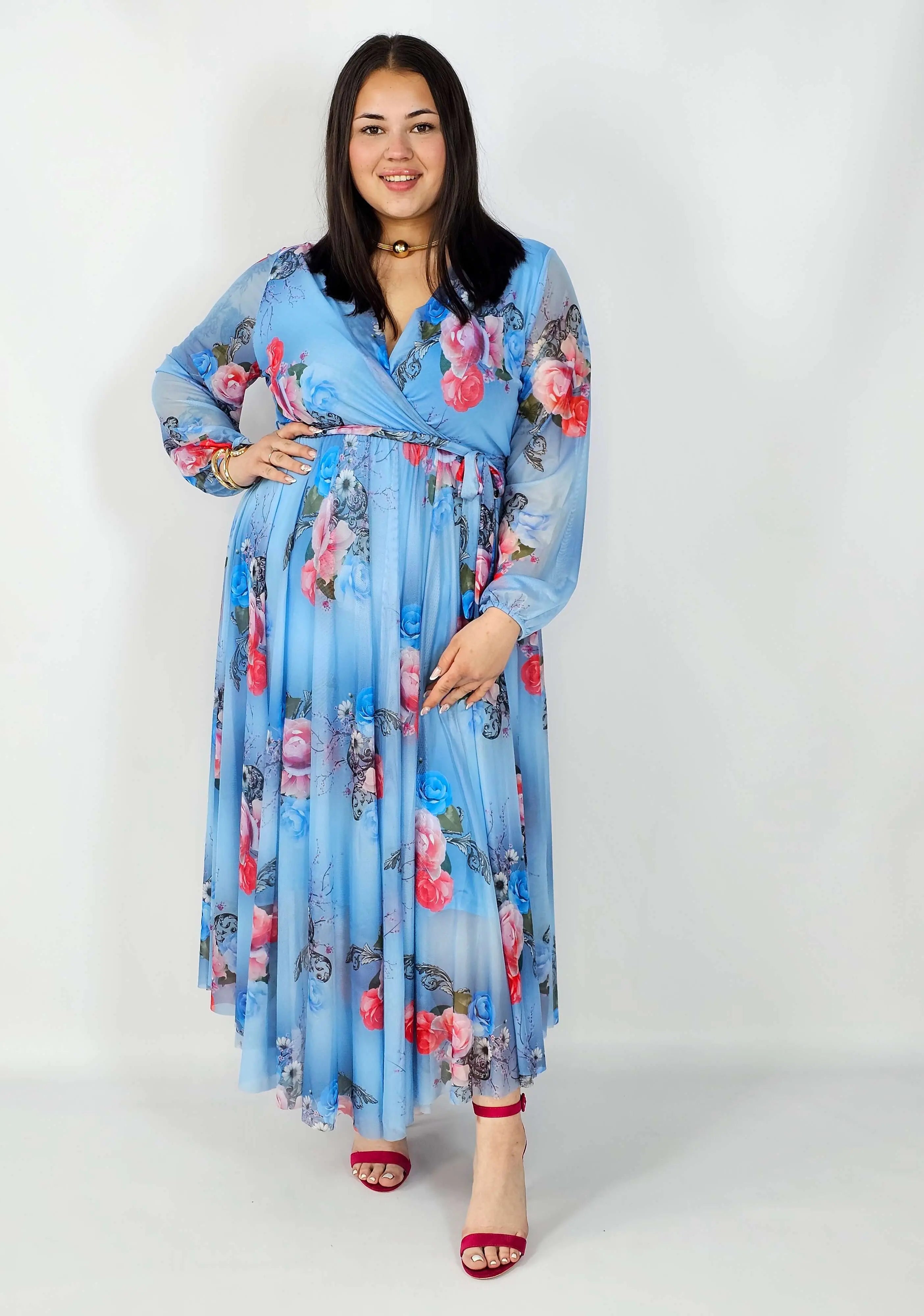 Sukienka z Siateczkowym Wykończeniem Plus Size StylowaXL – Romantyczna Elegancja i Lekkość Stylowa XL