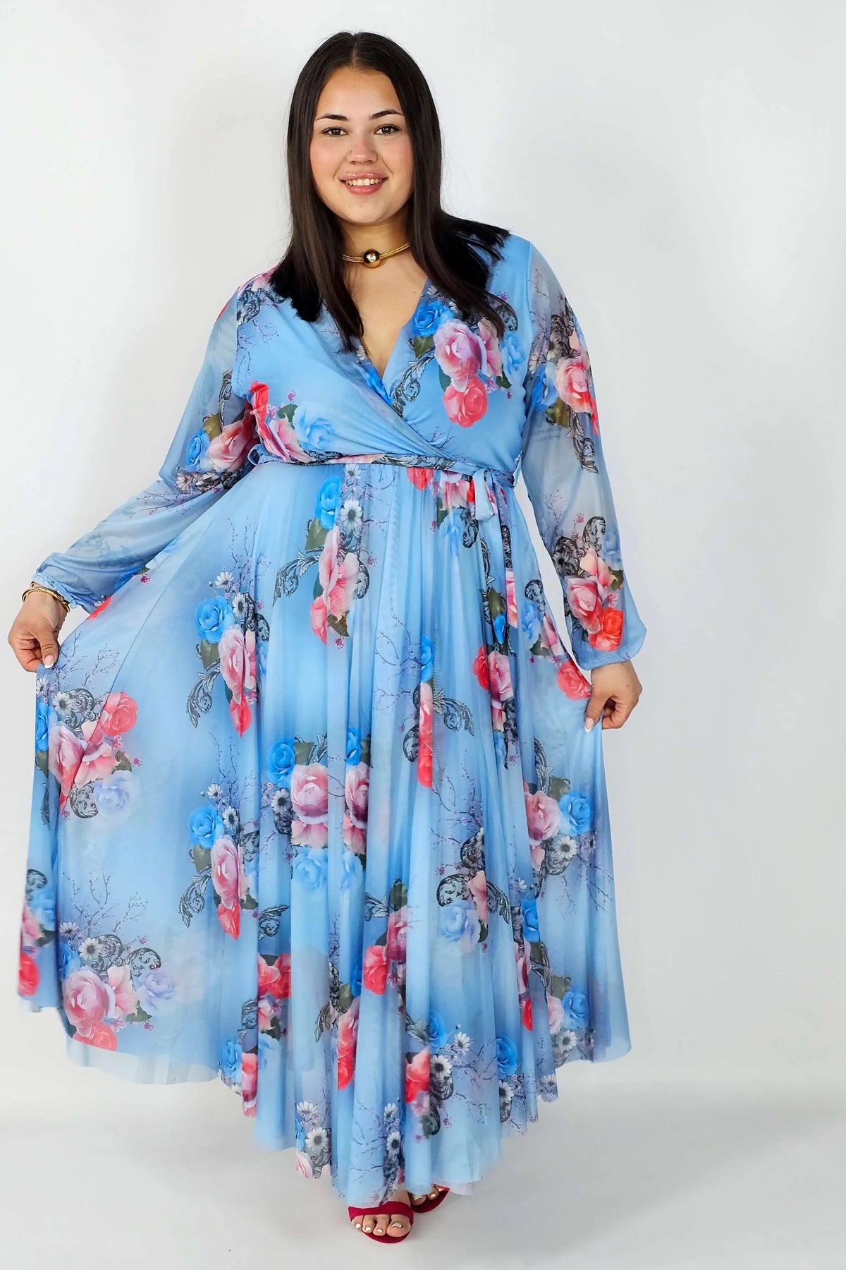 Sukienka z Siateczkowym Wykończeniem Plus Size StylowaXL – Romantyczna Elegancja i Lekkość Stylowa XL