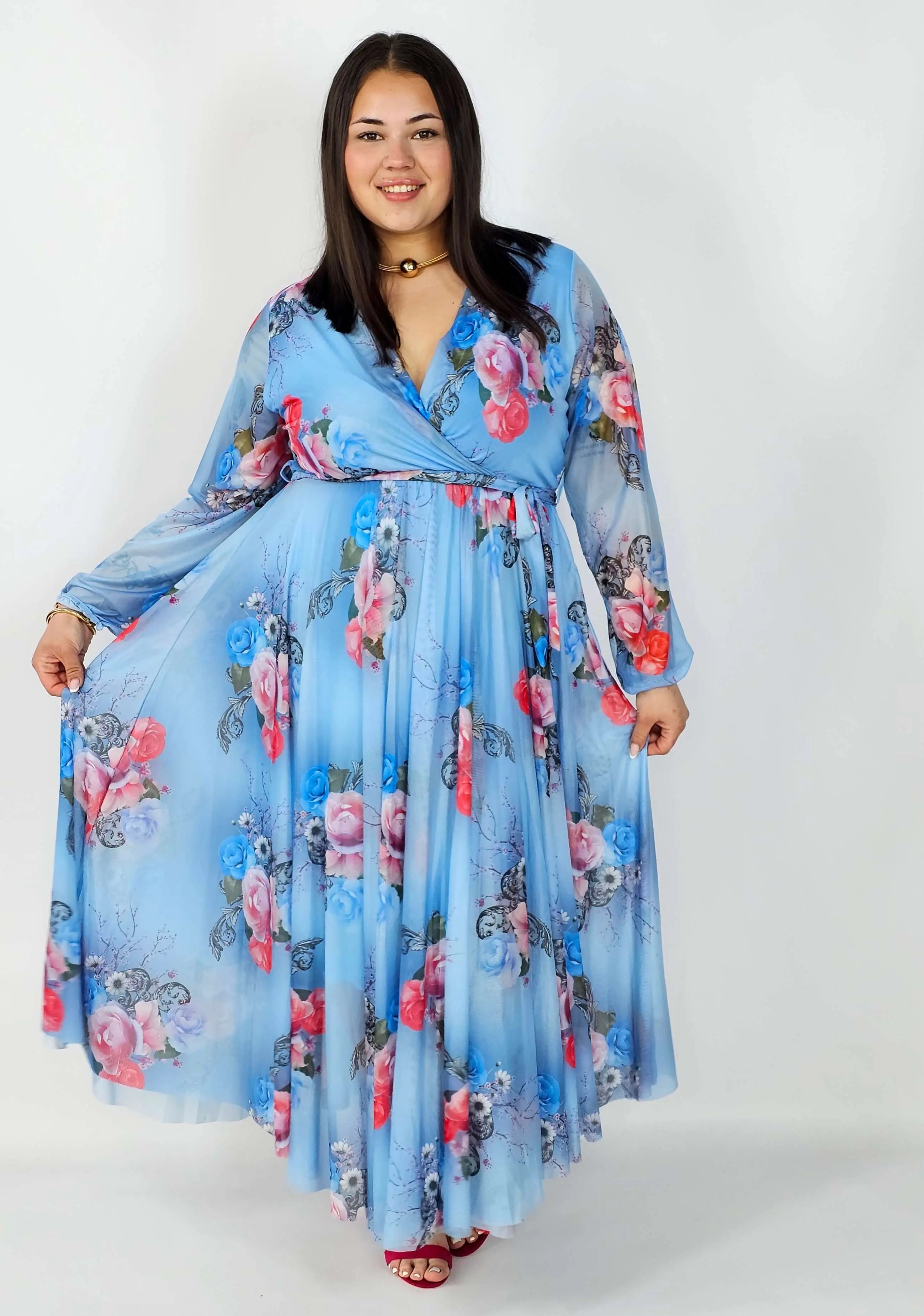 Sukienka z Siateczkowym Wykończeniem Plus Size StylowaXL – Romantyczna Elegancja i Lekkość Stylowa XL