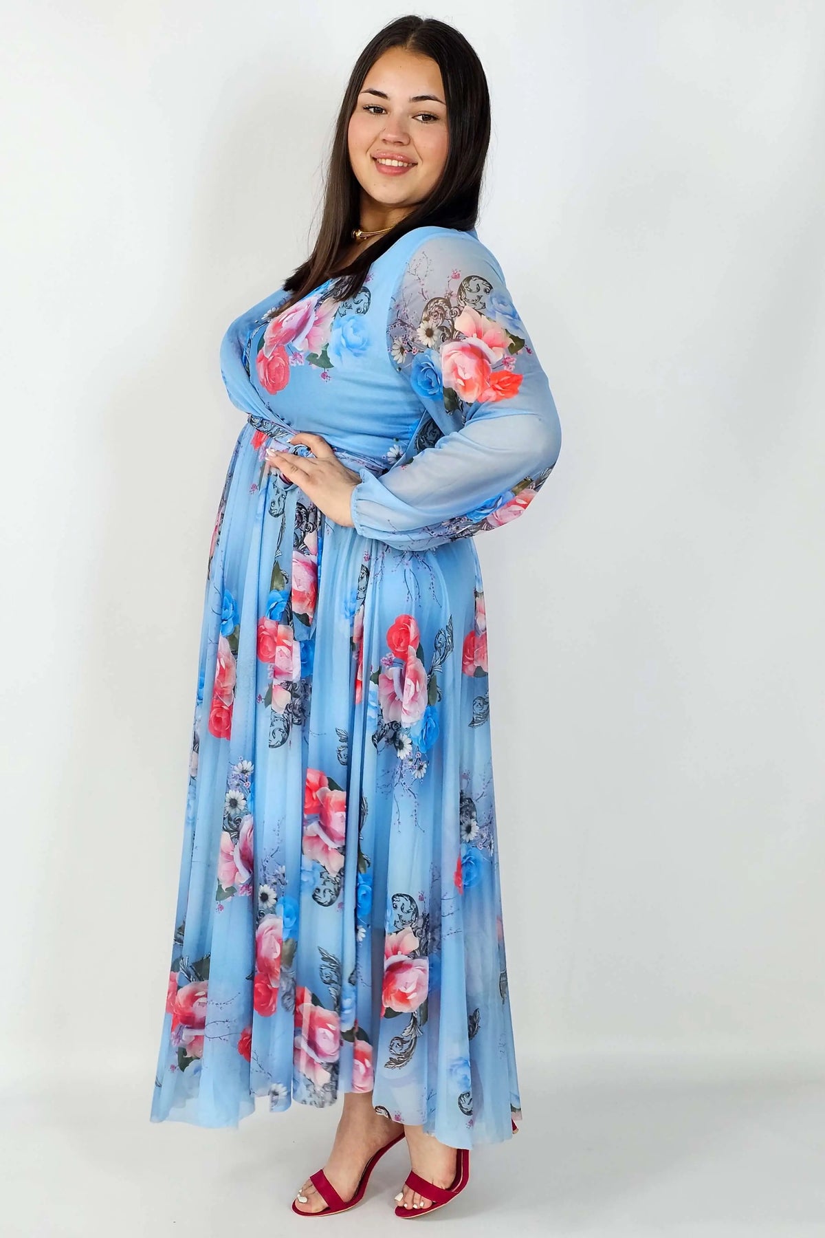 Sukienka z Siateczkowym Wykończeniem Plus Size StylowaXL – Romantyczna Elegancja i Lekkość Stylowa XL